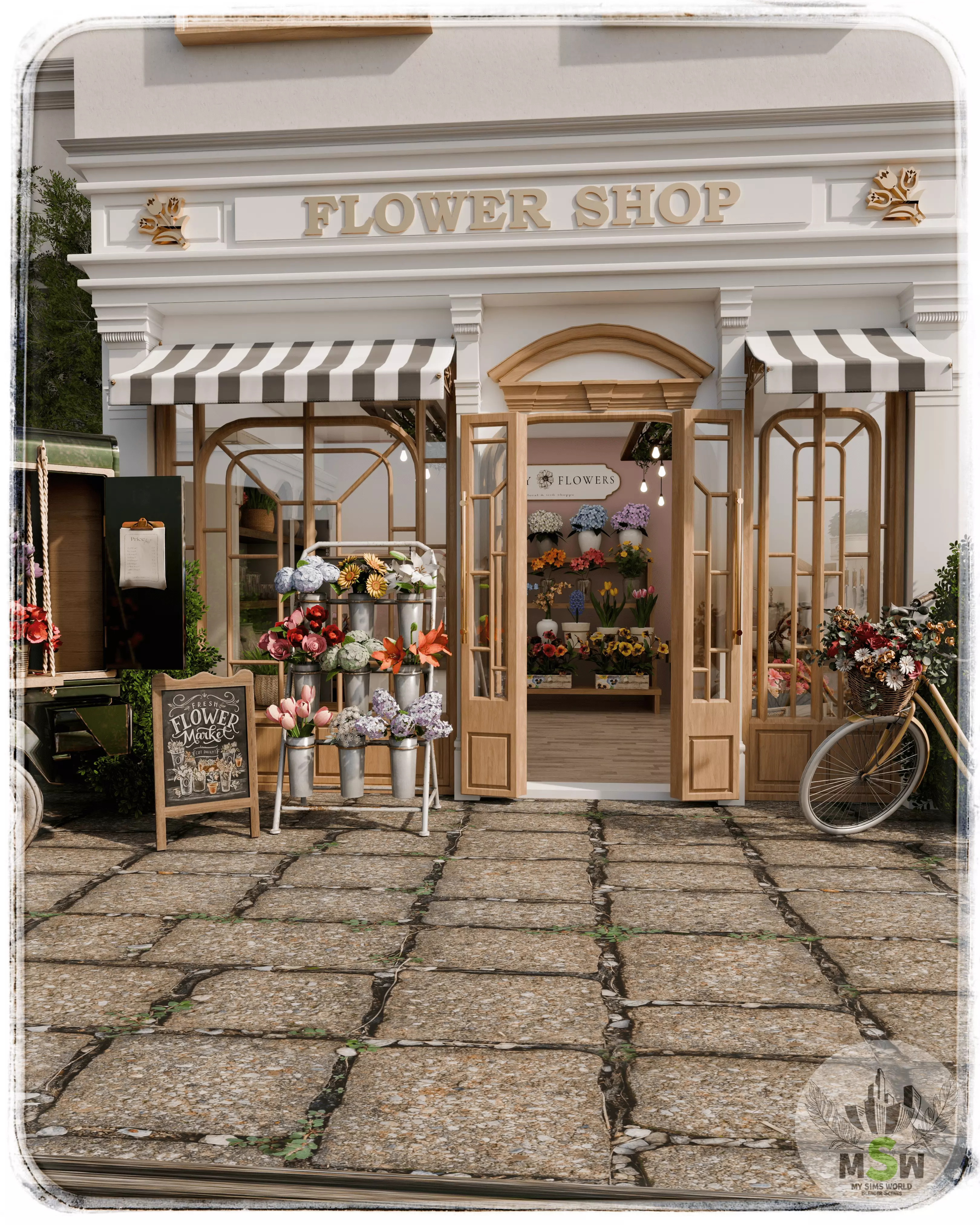 Flower Shop Blender Scene 3D model_0