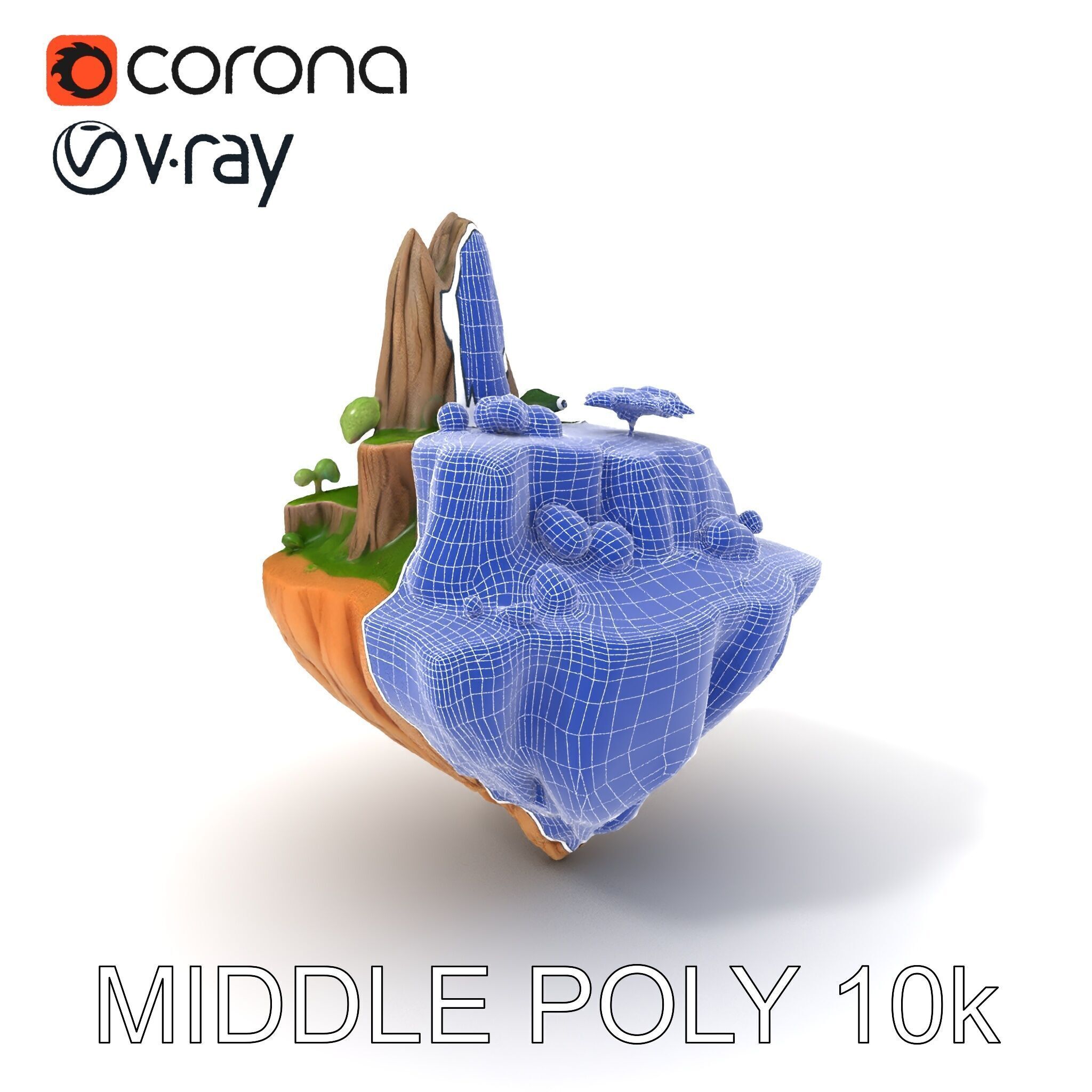 Floating Island Landscape Model Pack Low-poly 3D model_34