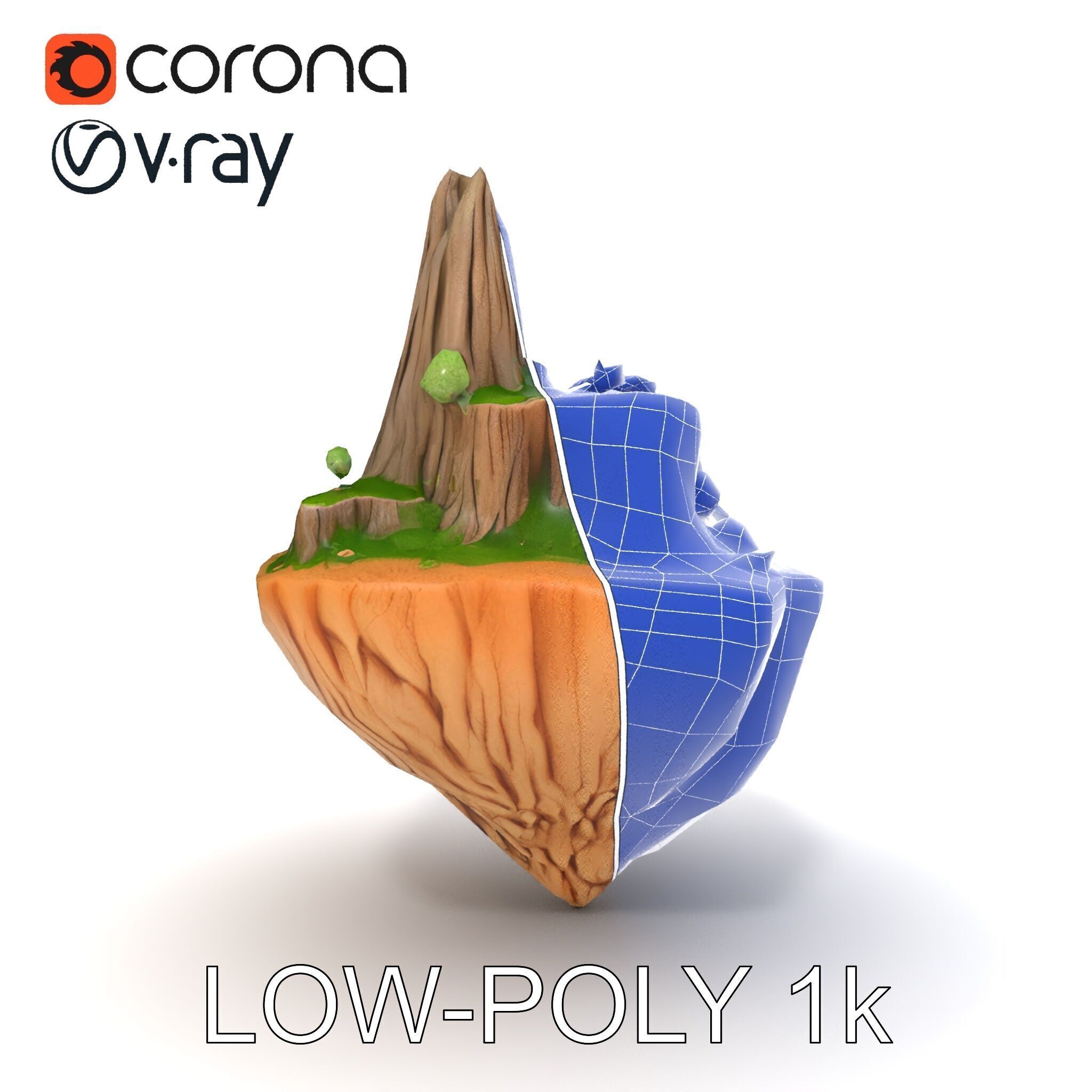 Floating Island Landscape Model Pack Low-poly 3D model_10