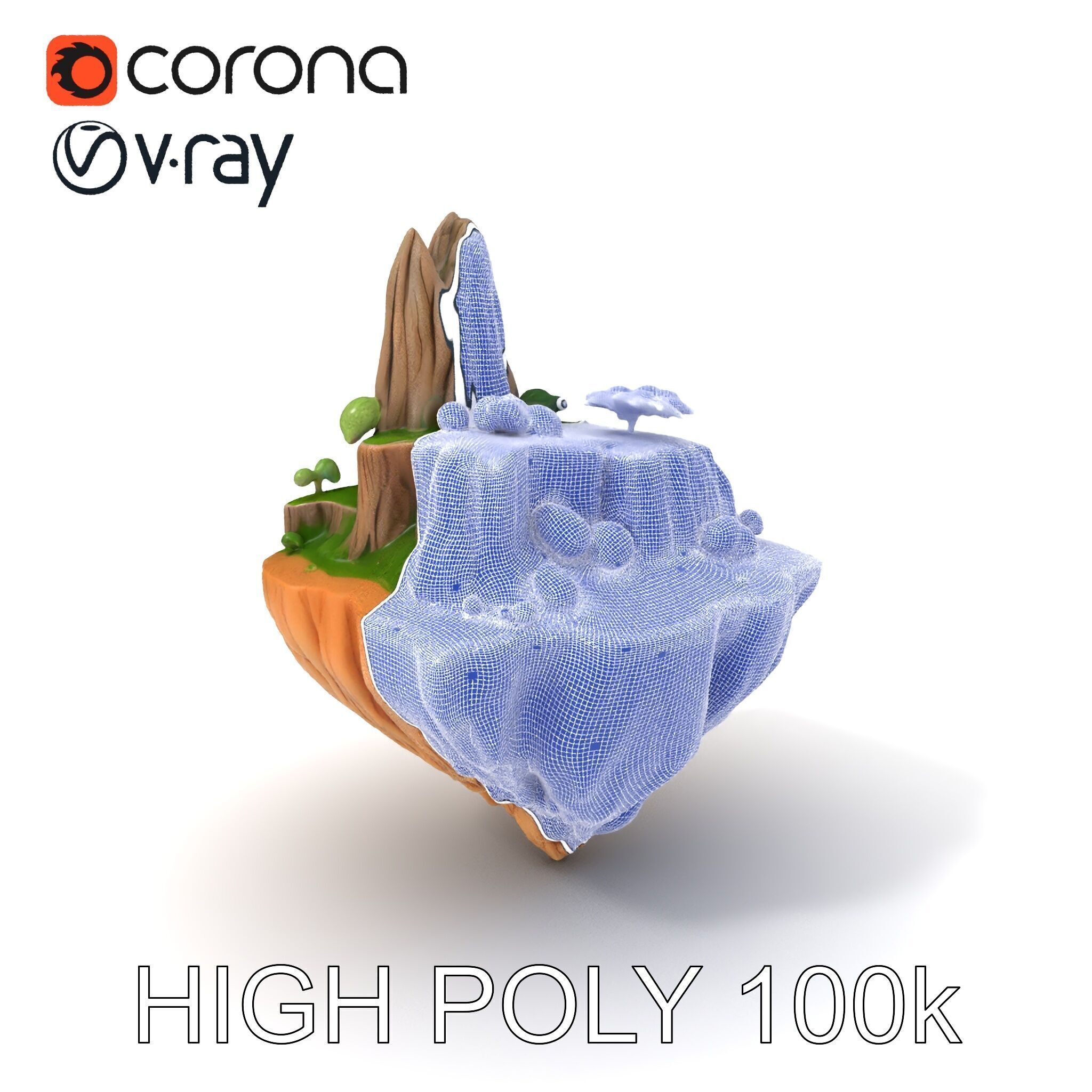 Floating Island Landscape Model Pack Low-poly 3D model_3