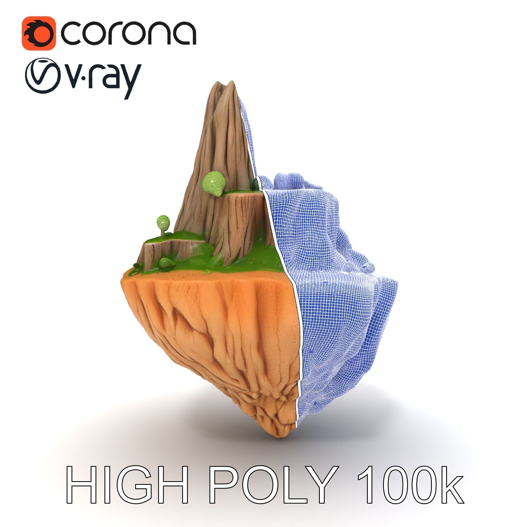 Floating Island Landscape Model Pack Low-poly 3D model_30