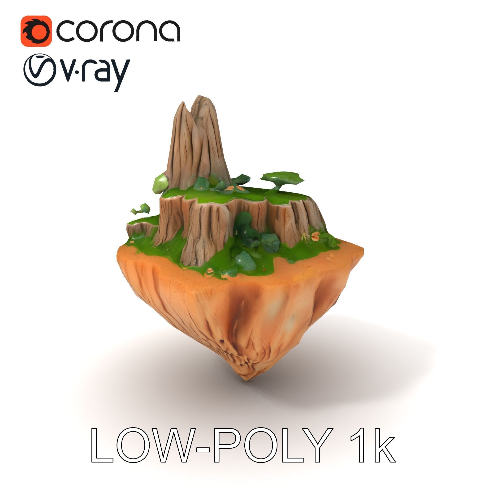 Floating Island Landscape Model Pack Low-poly 3D model_23