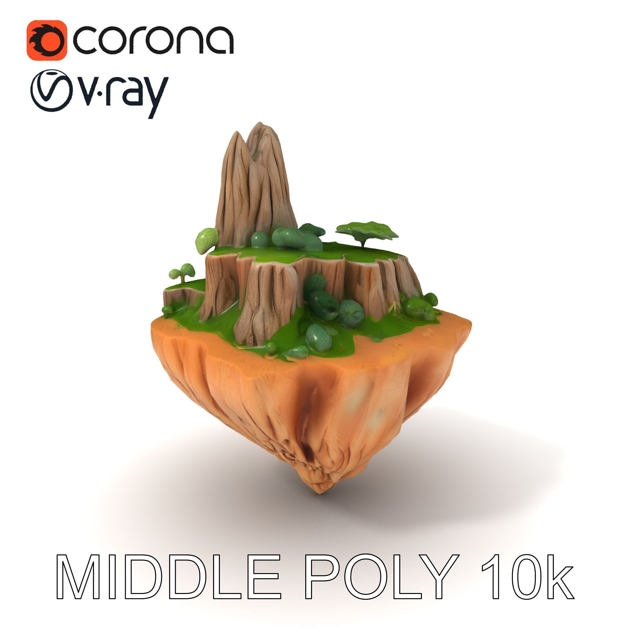 Floating Island Landscape Model Pack Low-poly 3D model_6