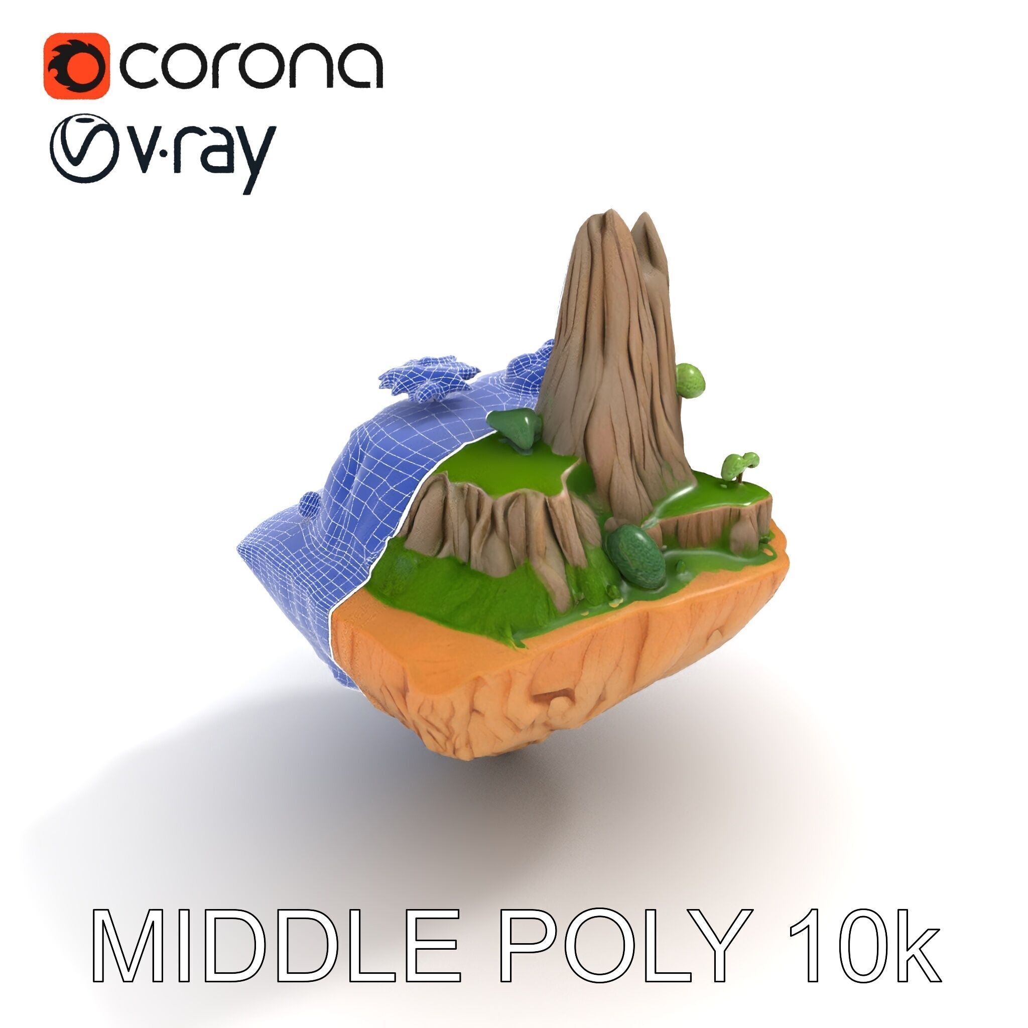 Floating Island Landscape Model Pack Low-poly 3D model_9