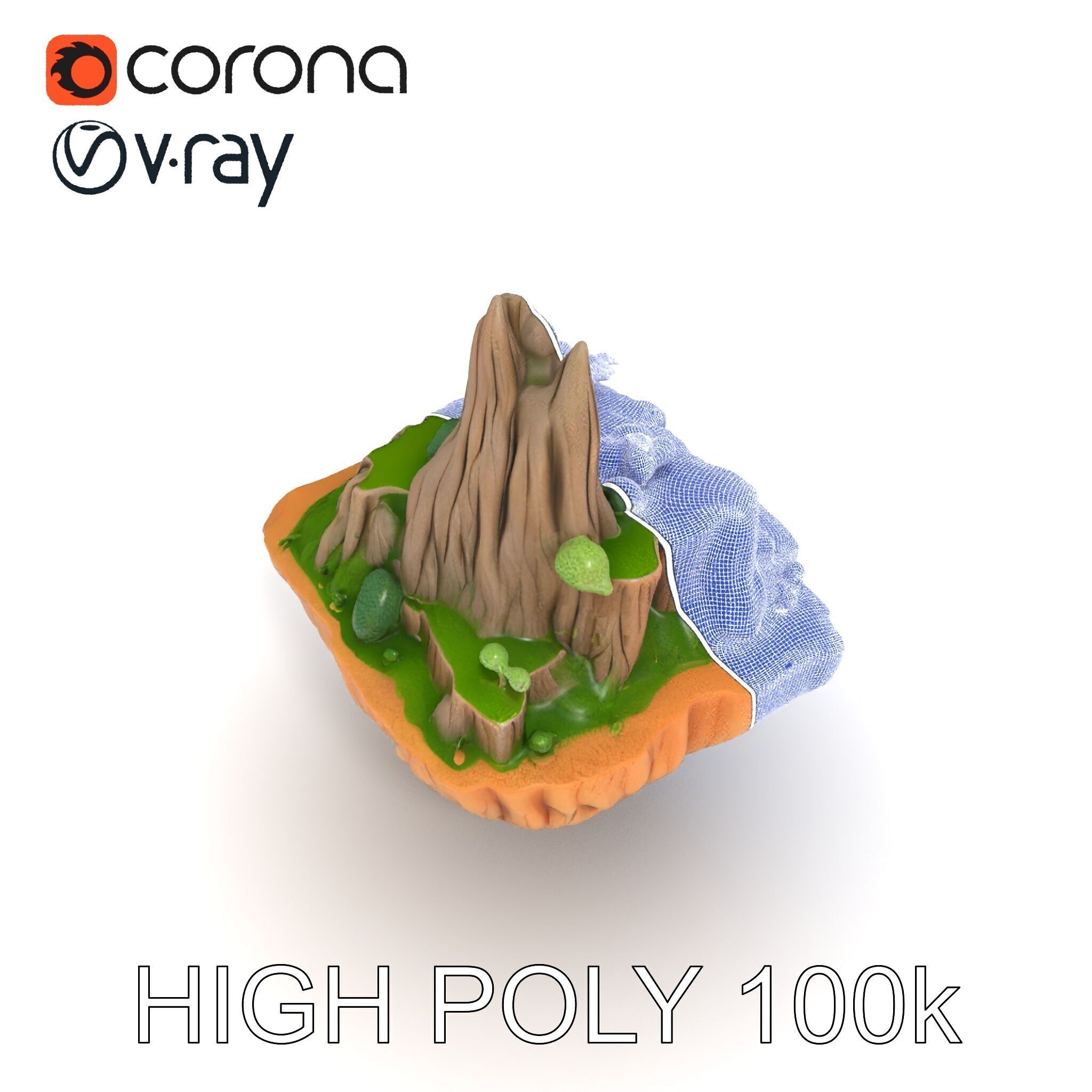 Floating Island Landscape Model Pack Low-poly 3D model_11