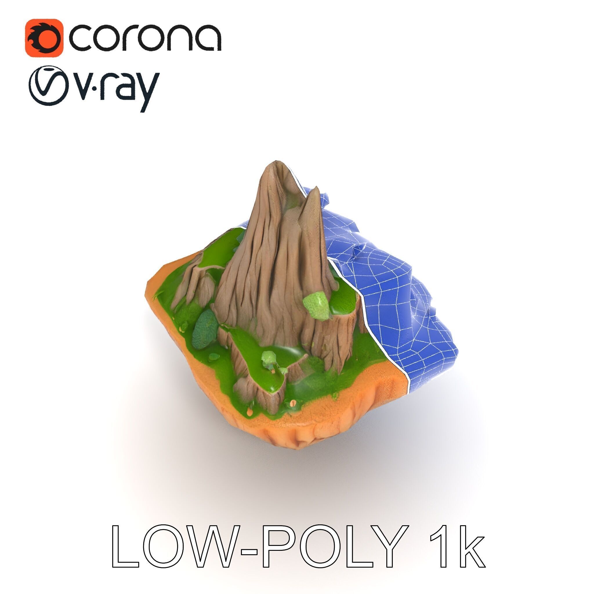 Floating Island Landscape Model Pack Low-poly 3D model_32