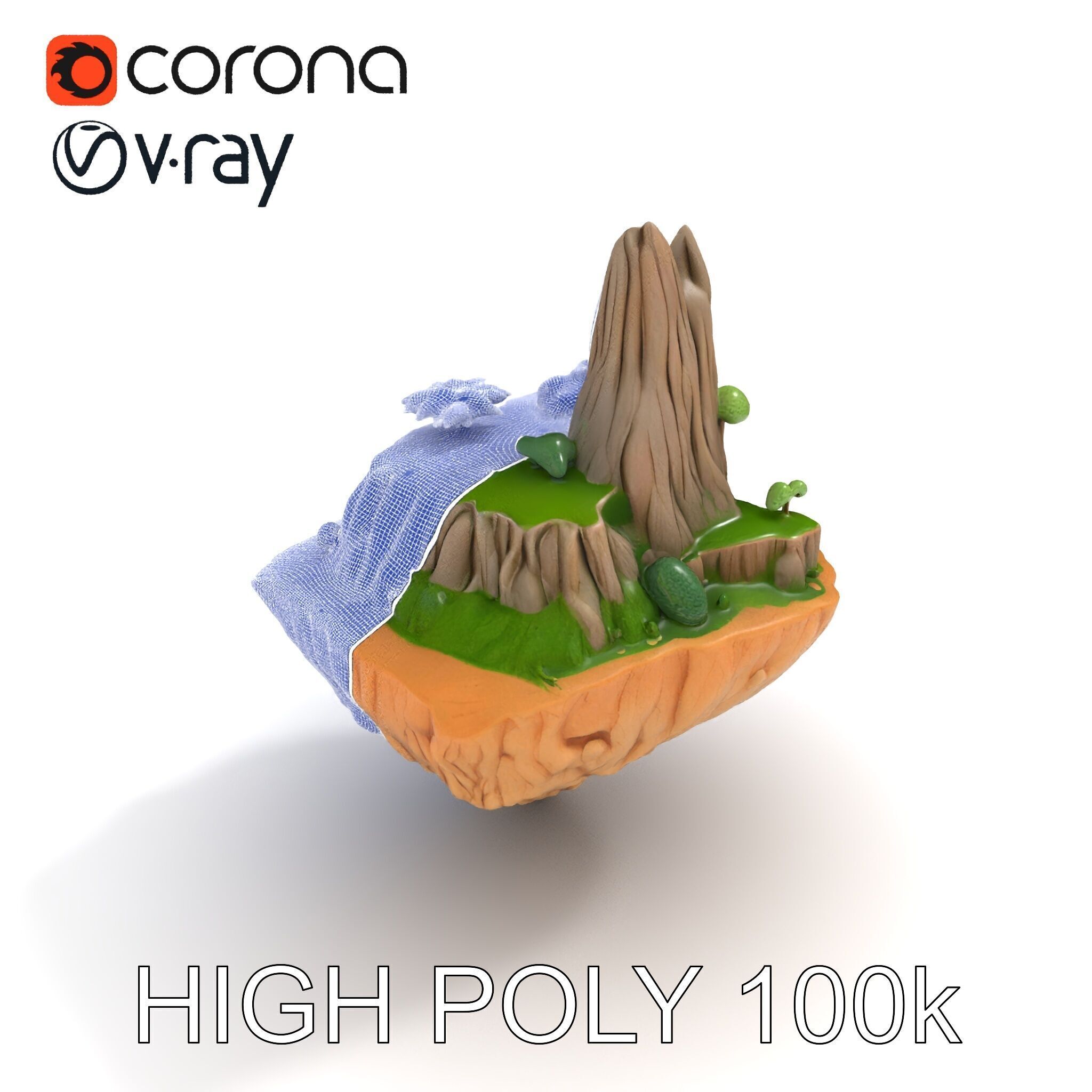 Floating Island Landscape Model Pack Low-poly 3D model_24