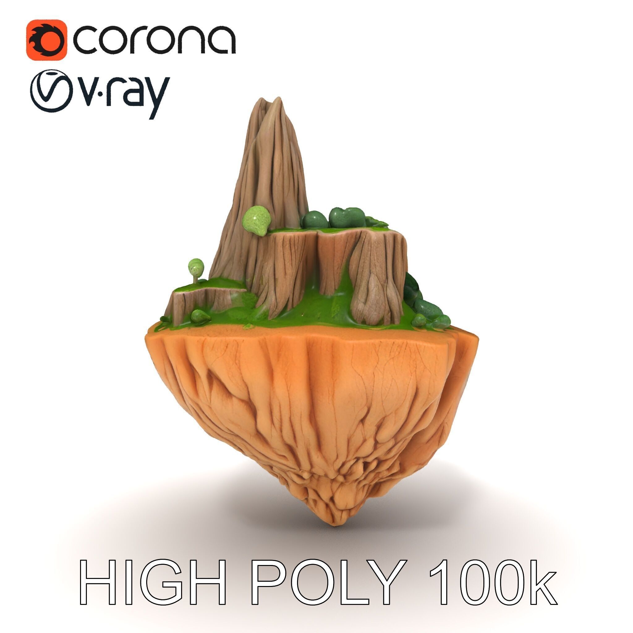 Floating Island Landscape Model Pack Low-poly 3D model_8