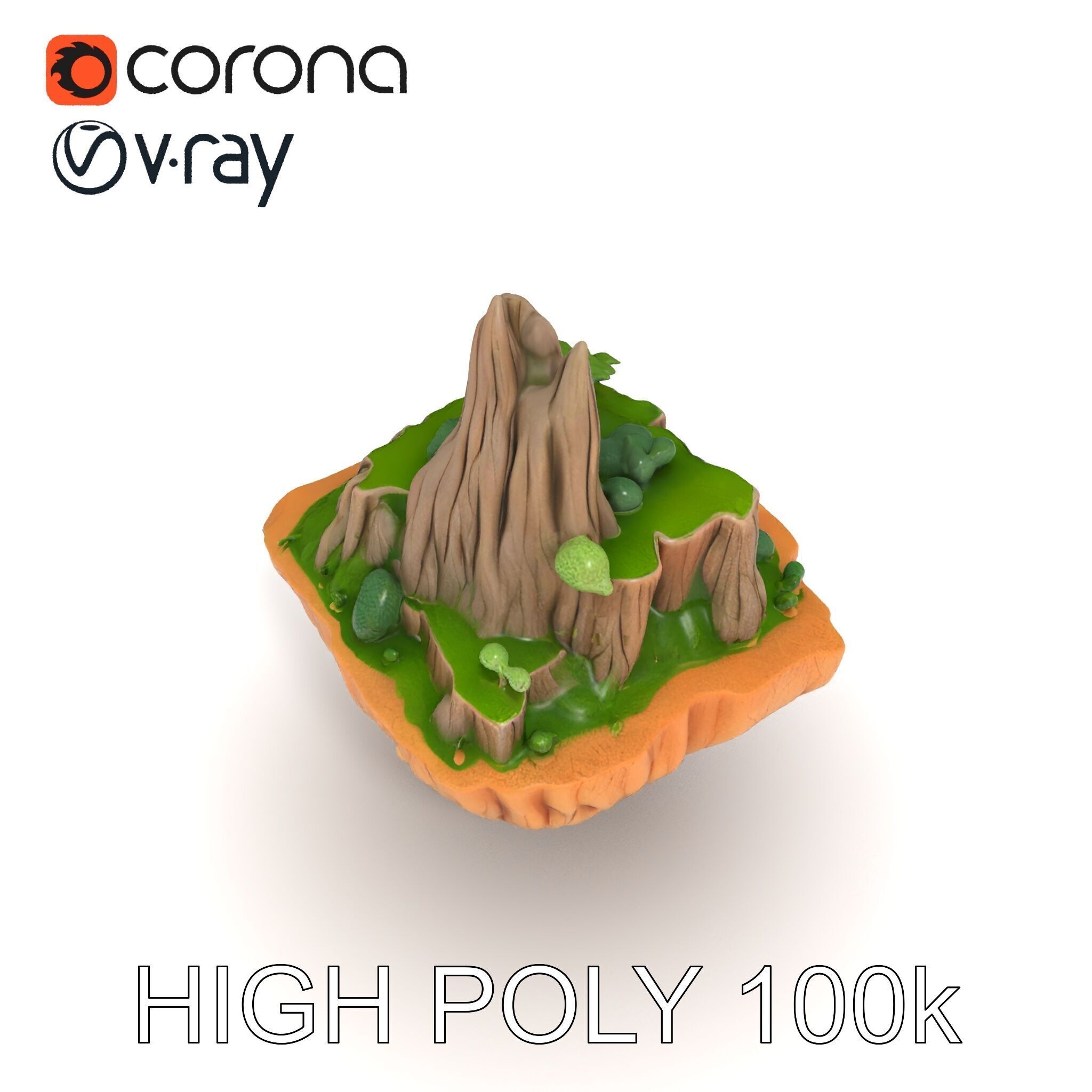 Floating Island Landscape Model Pack Low-poly 3D model_14