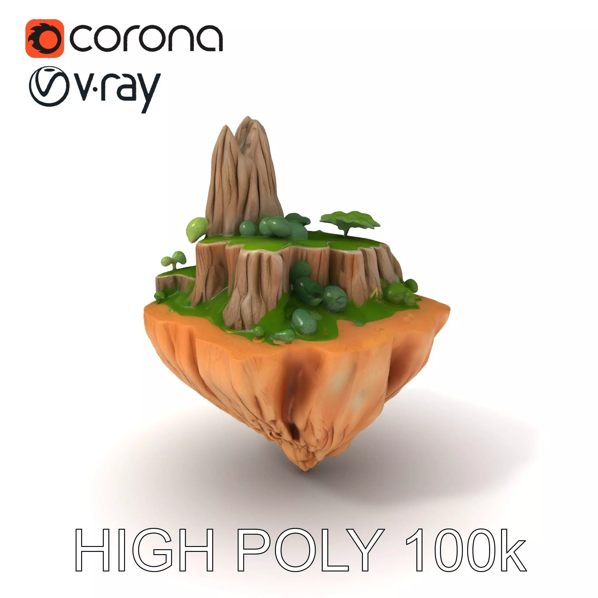 Floating Island Landscape Model Pack Low-poly 3D model_0
