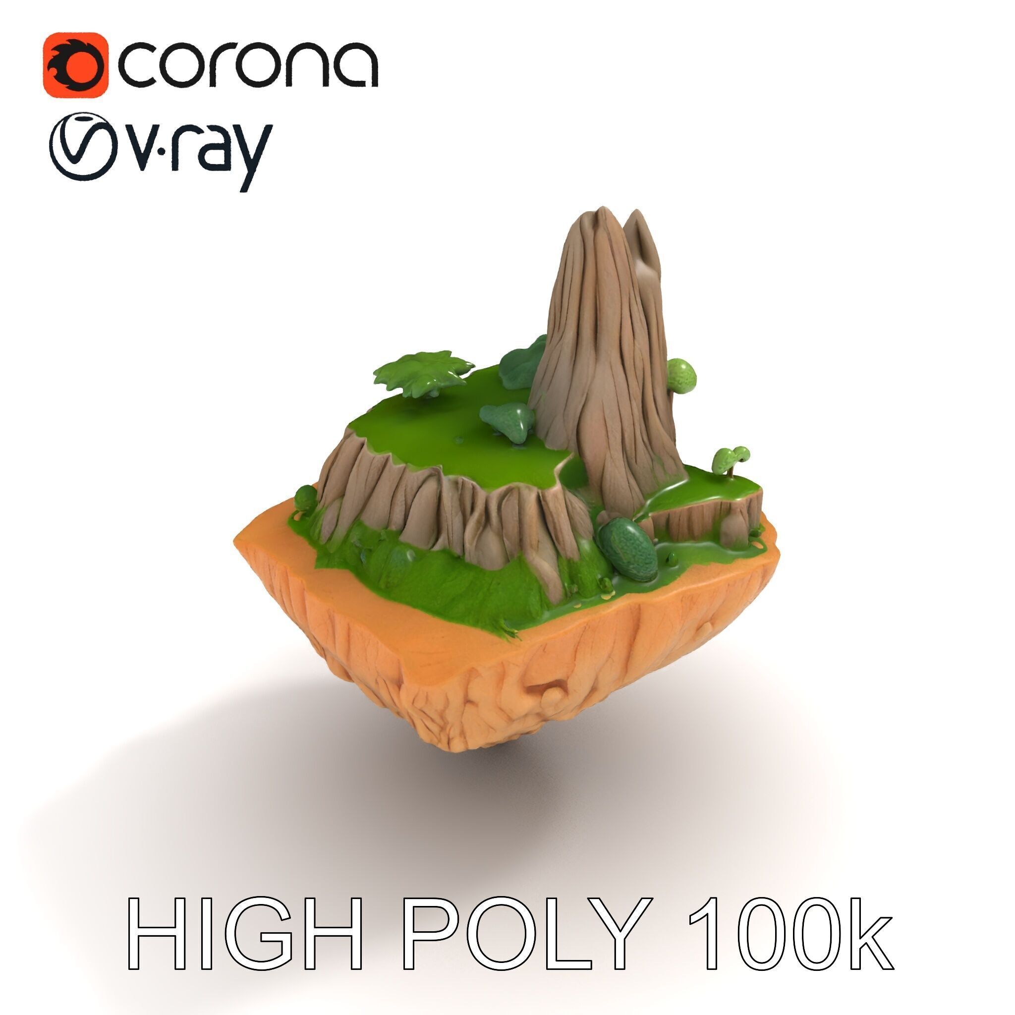 Floating Island Landscape Model Pack Low-poly 3D model_19