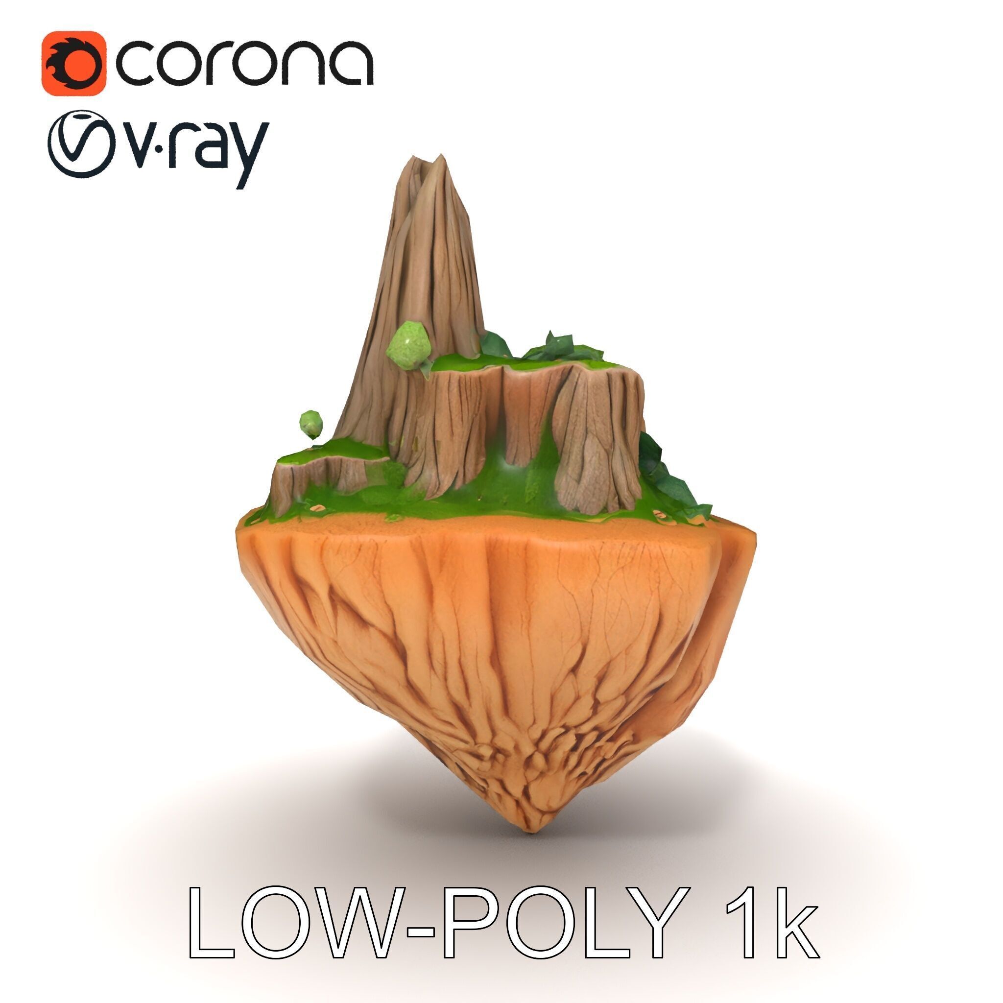 Floating Island Landscape Model Pack Low-poly 3D model_29
