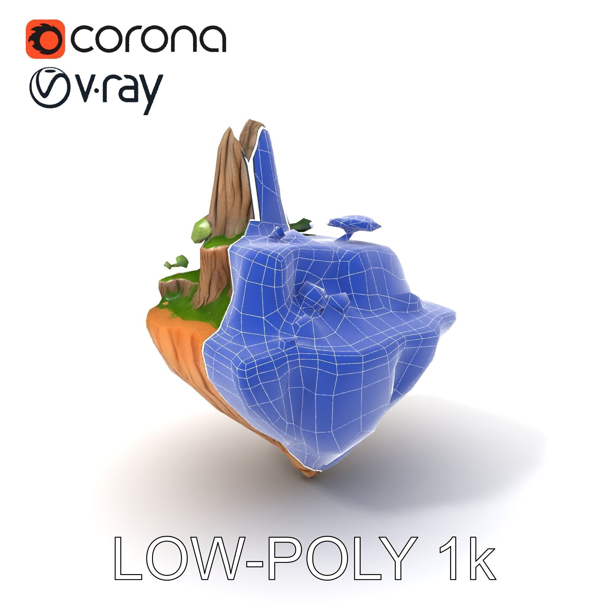 Floating Island Landscape Model Pack Low-poly 3D model_13