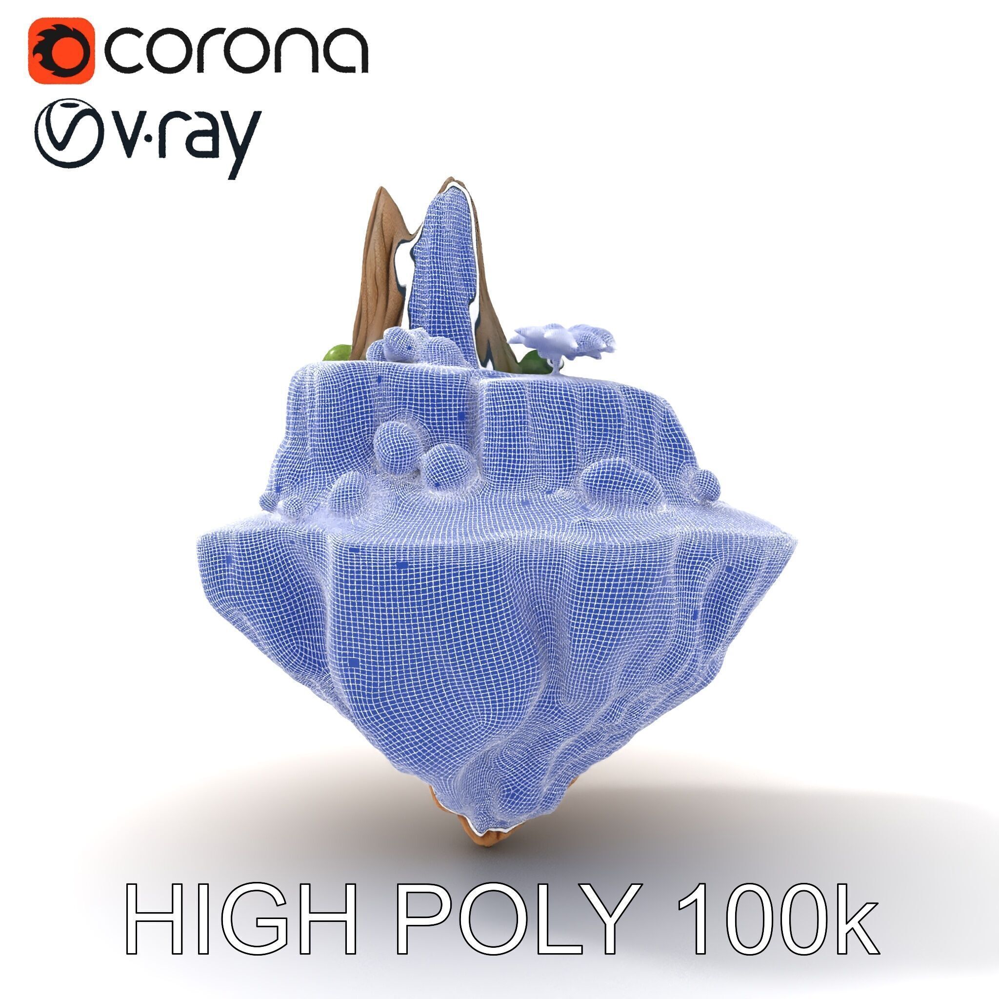 Floating Island Landscape Model Pack Low-poly 3D model_33