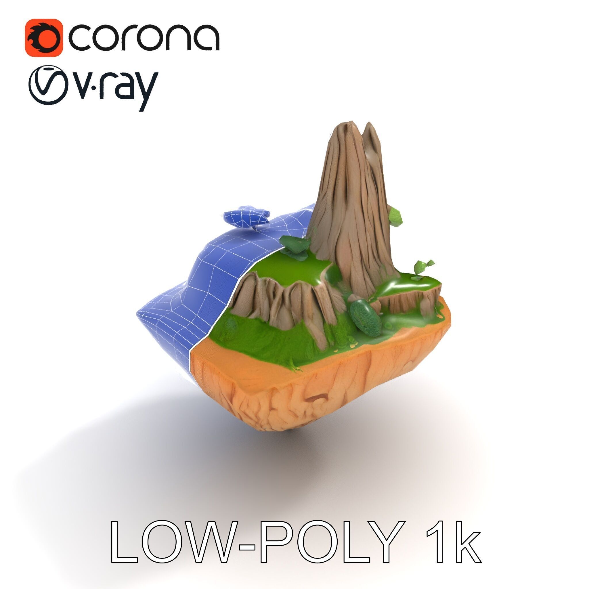 Floating Island Landscape Model Pack Low-poly 3D model_35