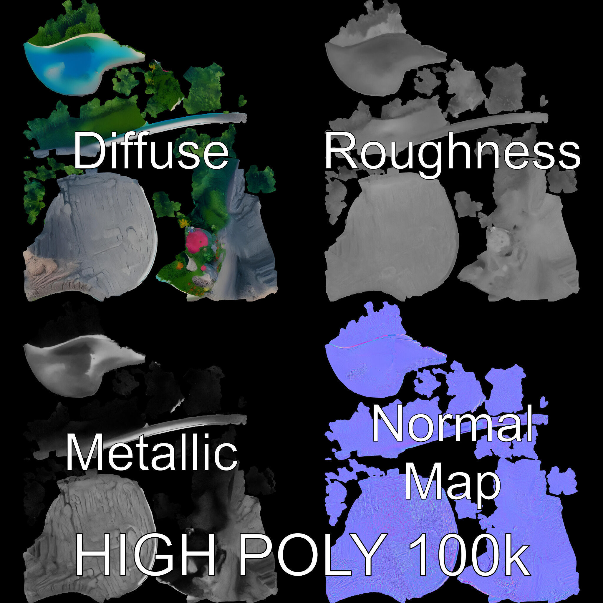 Tropical Island Scene D Model Pack Low-poly 3D model_2