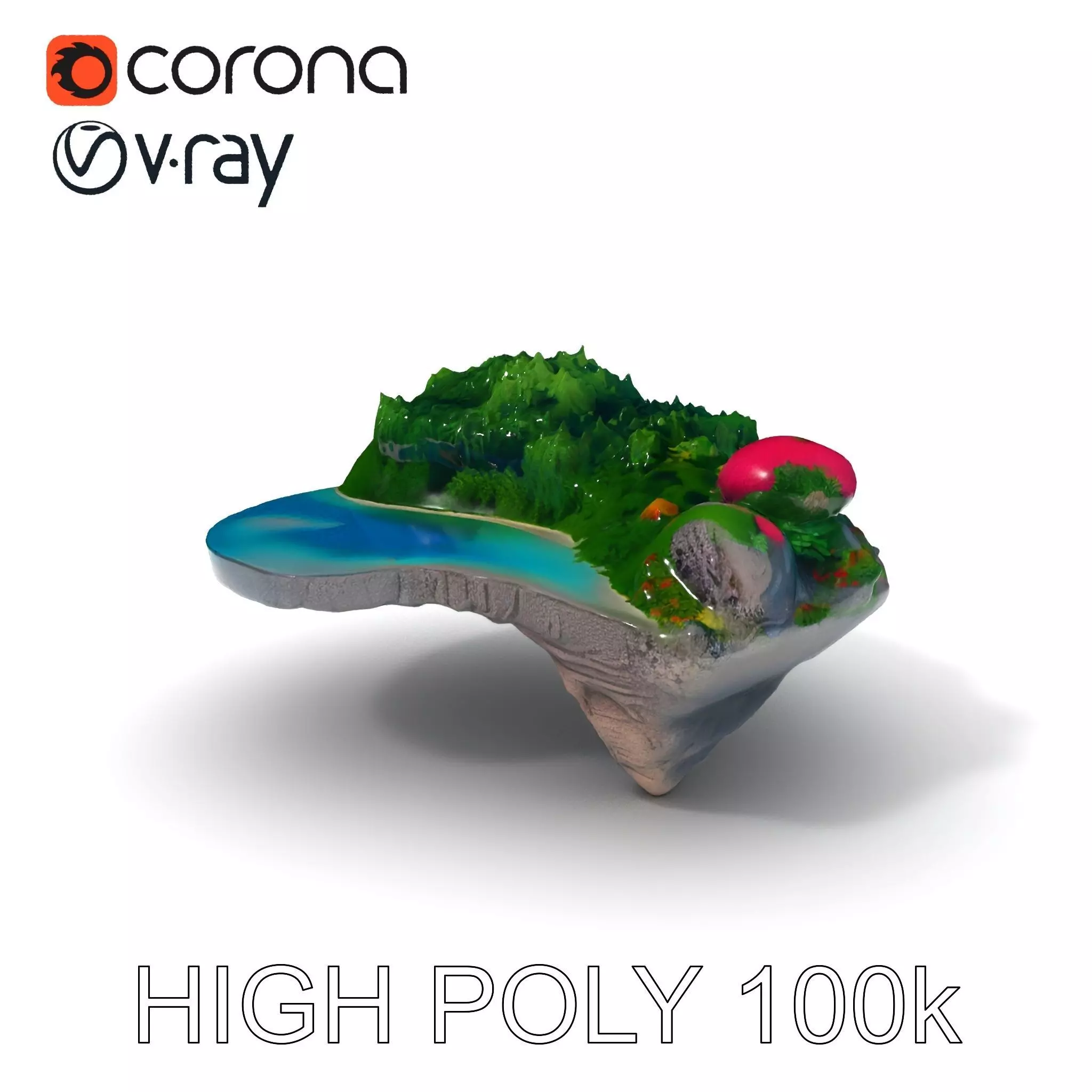 Tropical Island Scene D Model Pack Low-poly 3D model_0