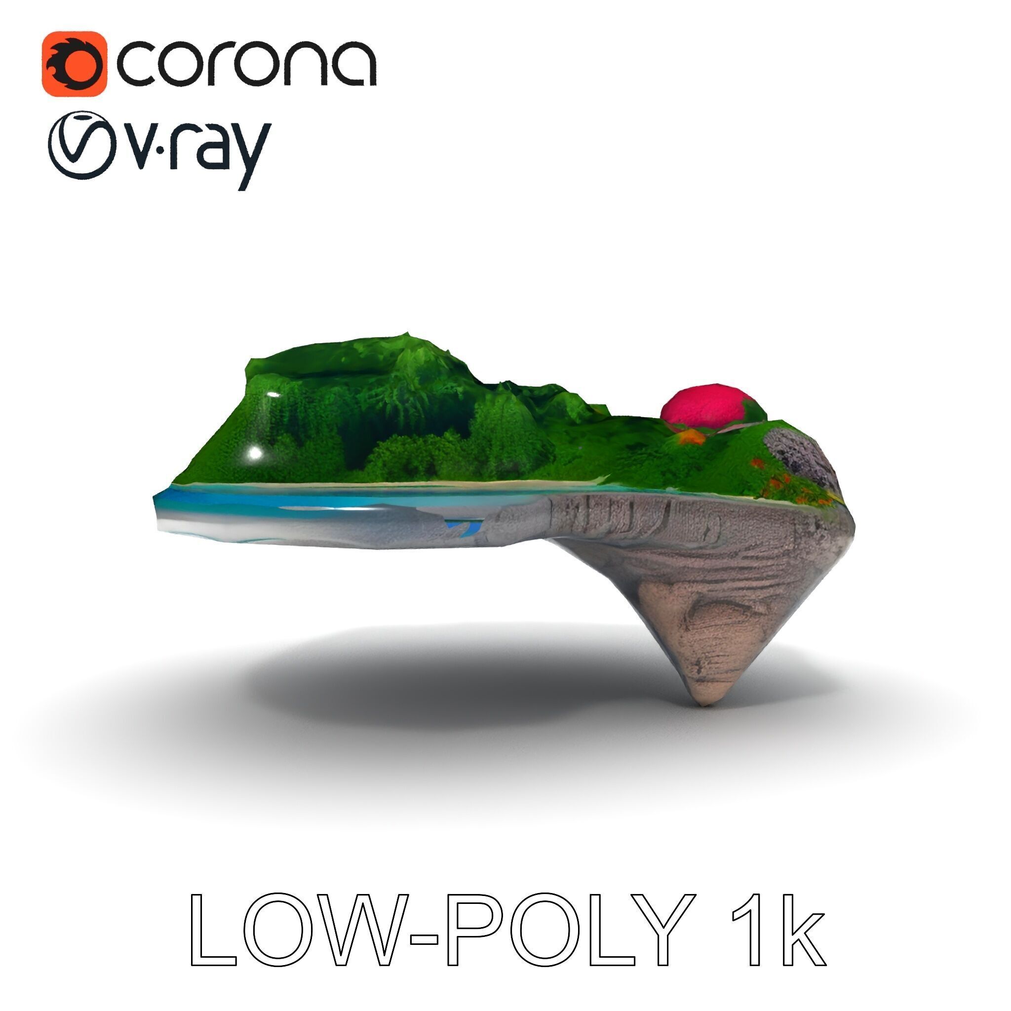 Tropical Island Scene D Model Pack Low-poly 3D model_12