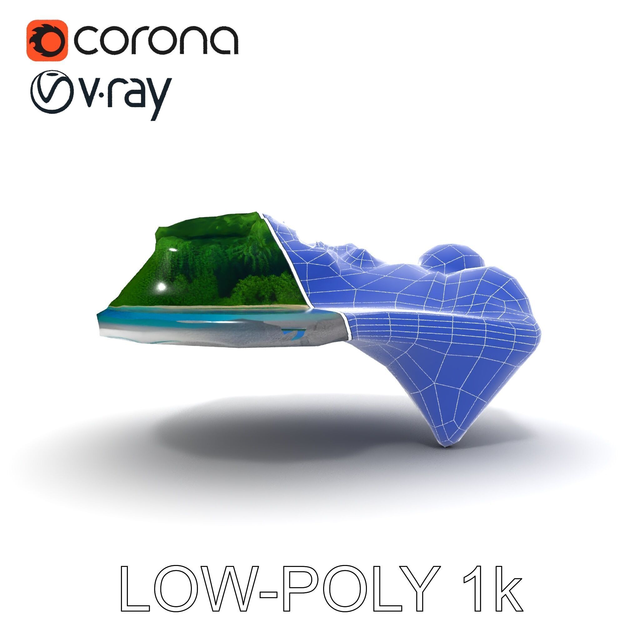 Tropical Island Scene D Model Pack Low-poly 3D model_7