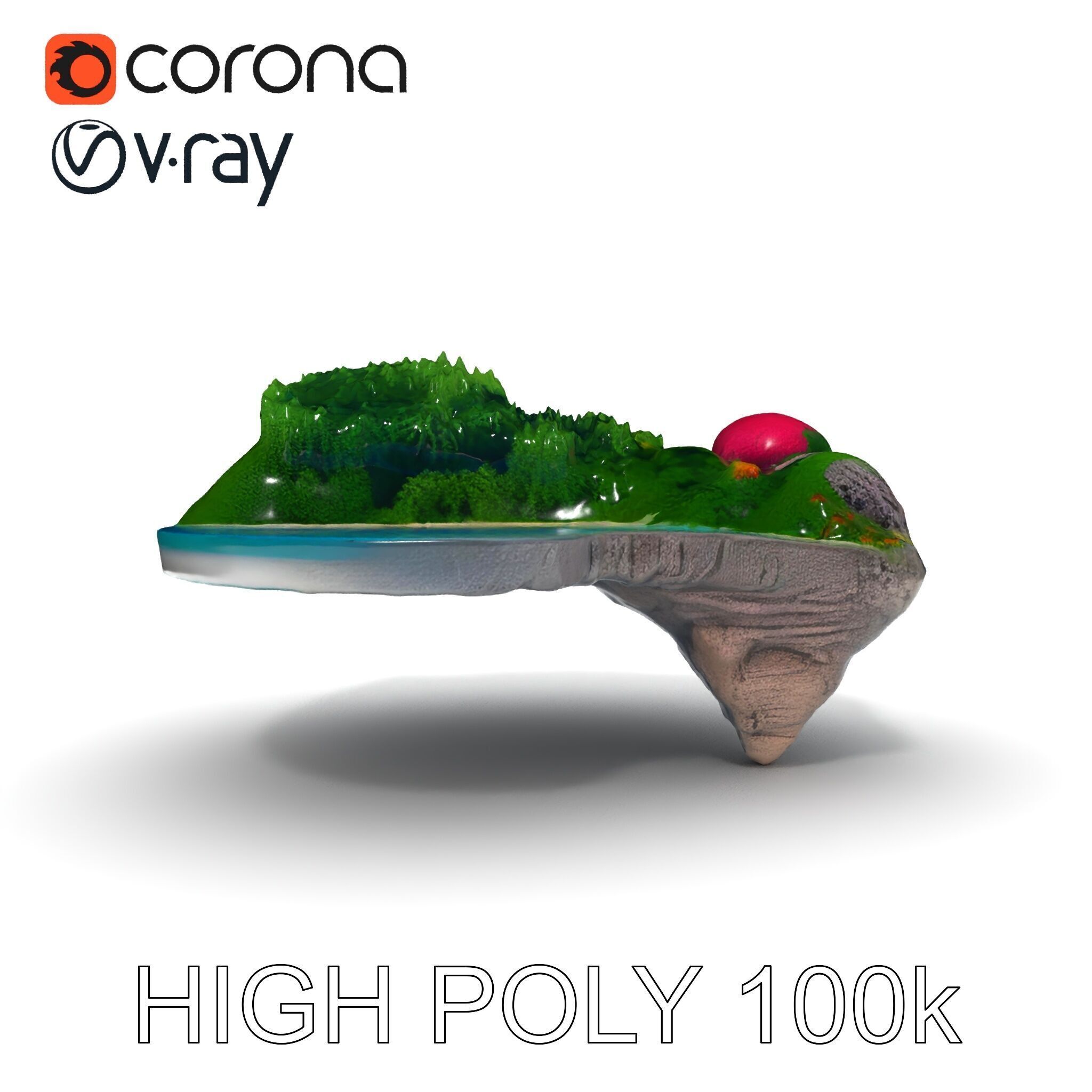 Tropical Island Scene D Model Pack Low-poly 3D model_10