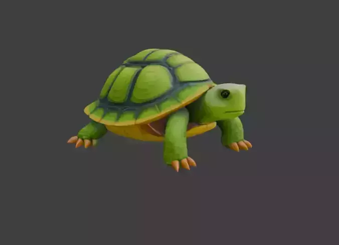 Cartoon Turtle Stylized Game-Ready 3D Model with PBR Textures