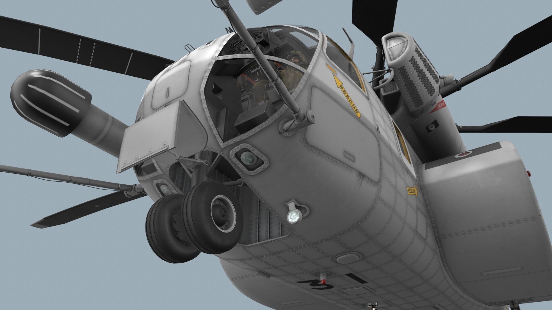 MH-53E Sea Dragon JMSDF Complex Animation Low-poly 3D model_16