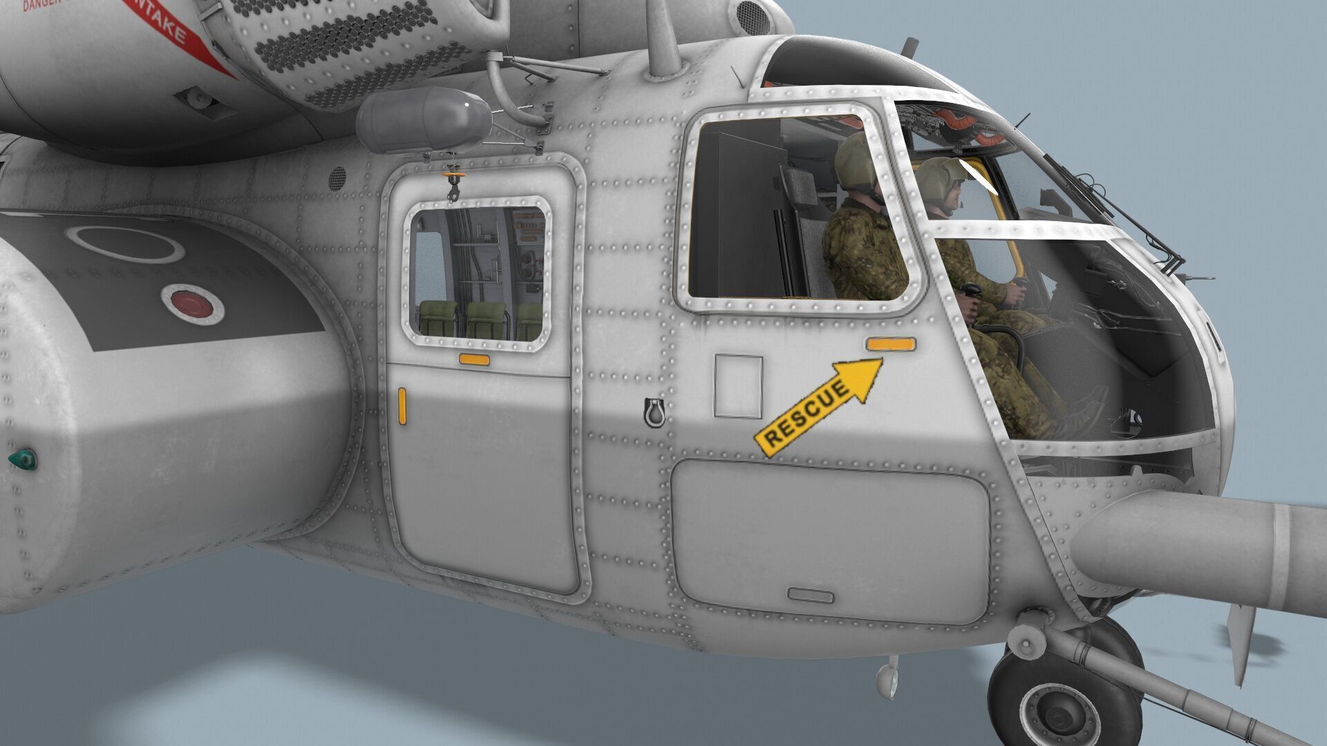 MH-53E Sea Dragon JMSDF Complex Animation Low-poly 3D model_9