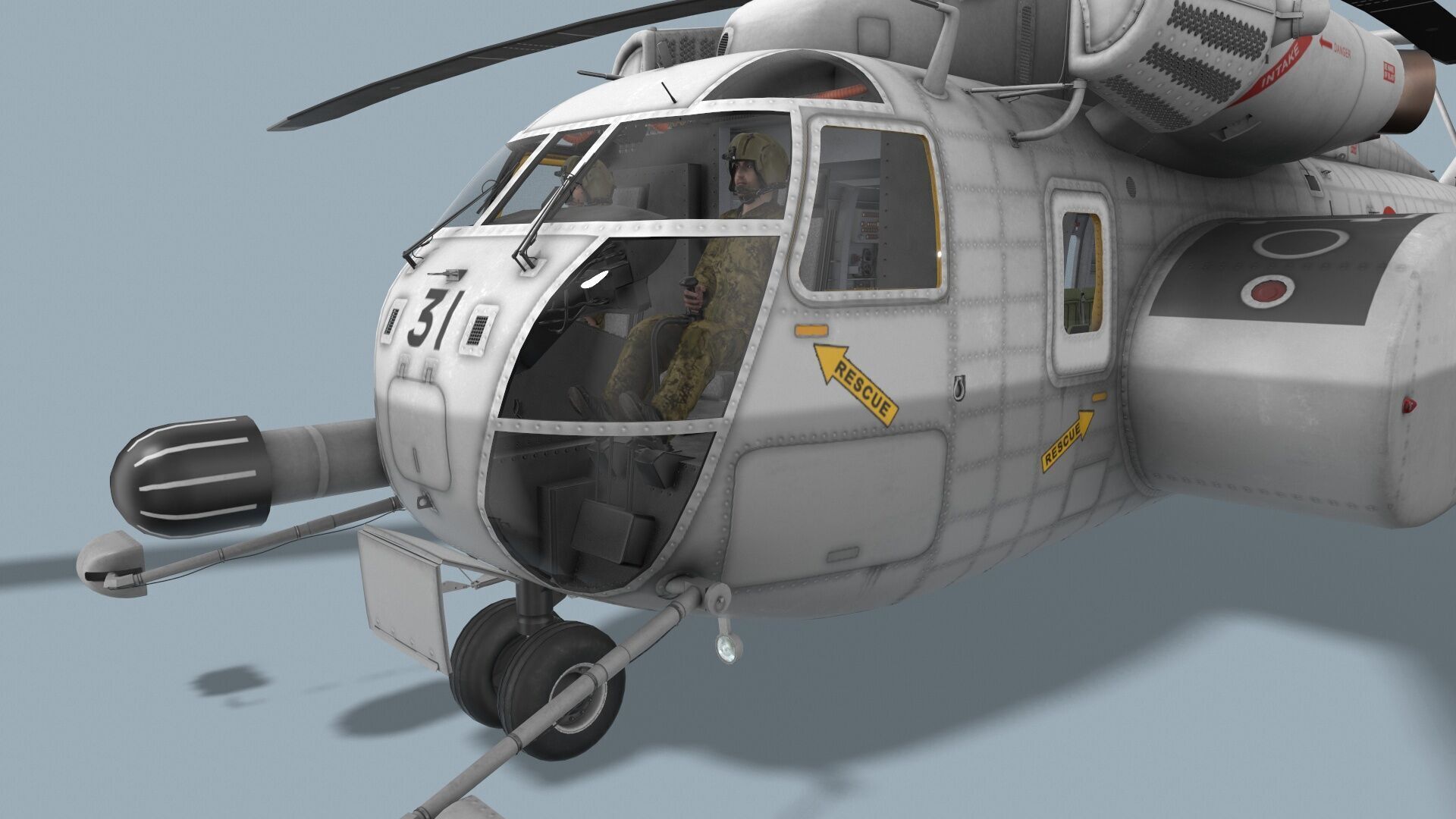 MH-53E Sea Dragon JMSDF Complex Animation Low-poly 3D model_7