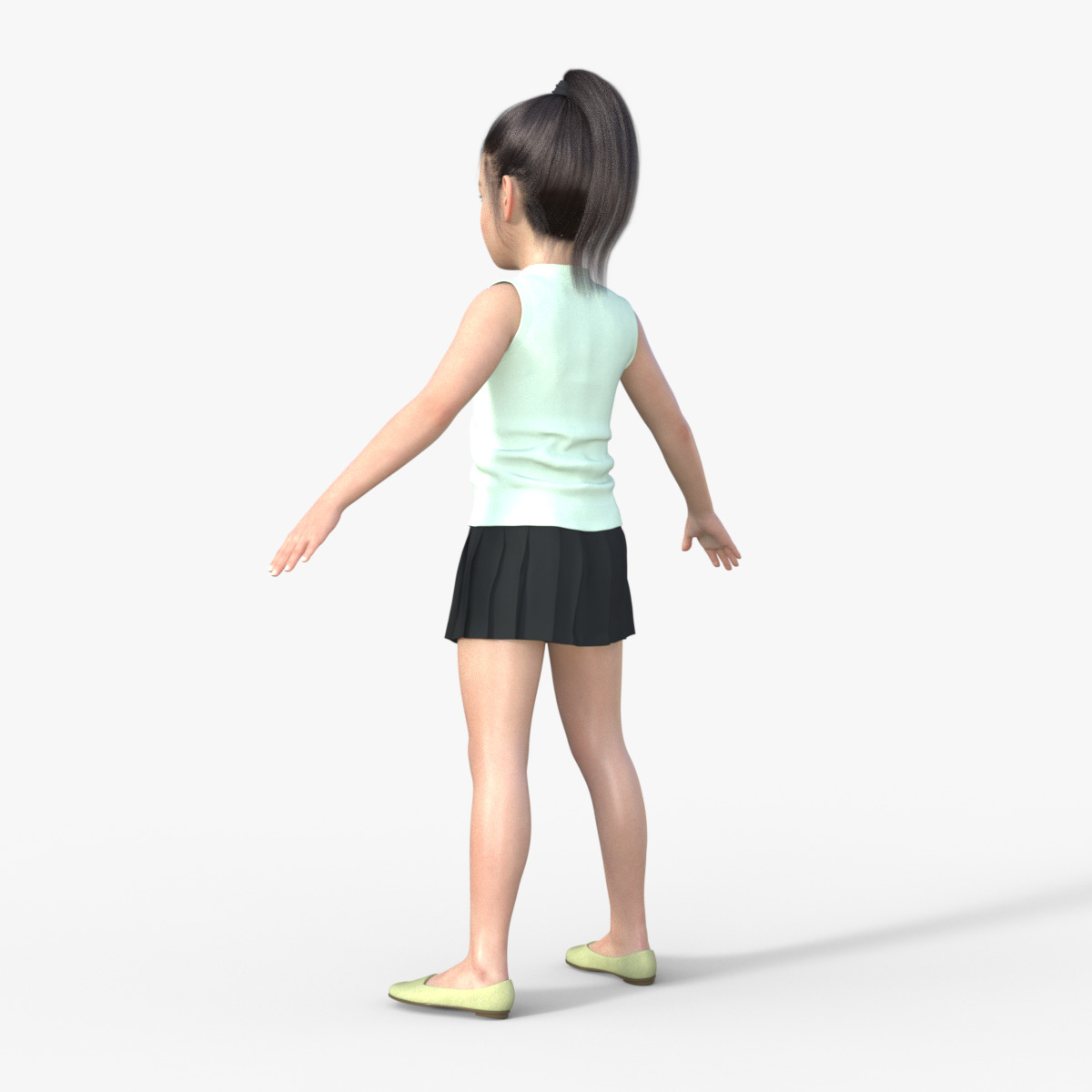 Realistic 3D Girl Child Character Rigged 3D model_12