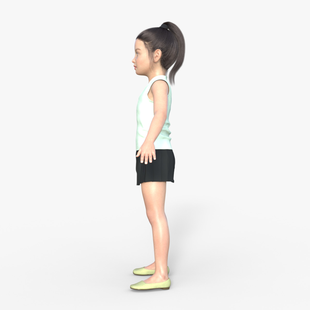 Realistic 3D Girl Child Character Rigged 3D model_11