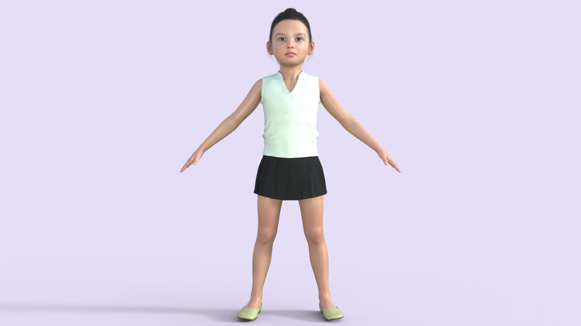 Realistic 3D Girl Child Character Rigged 3D model_25