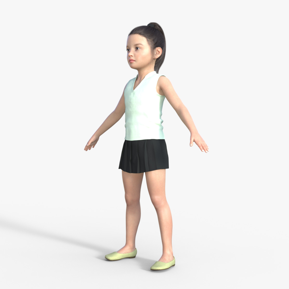 Realistic 3D Girl Child Character Rigged 3D model_2