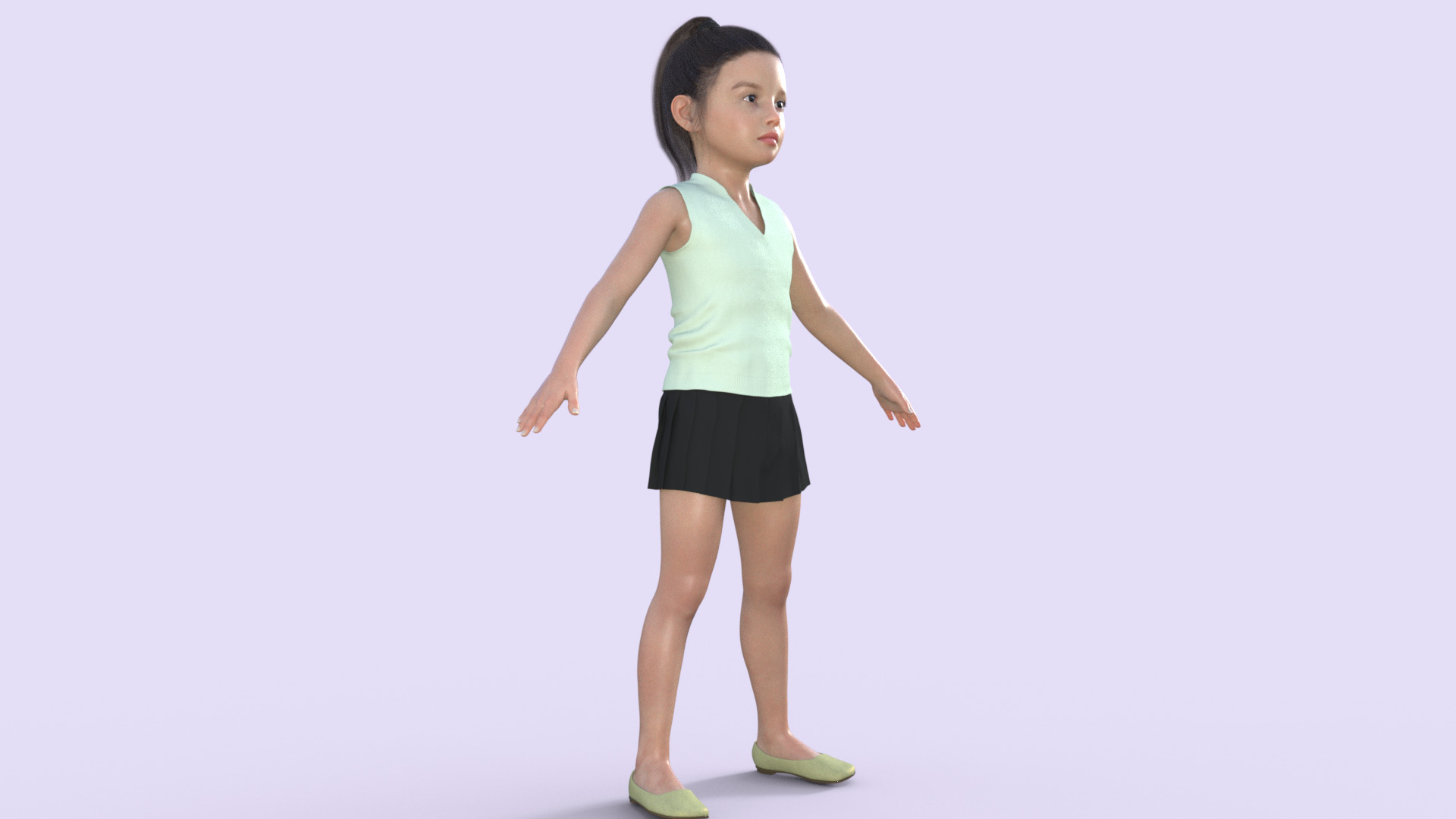 Realistic 3D Girl Child Character Rigged 3D model_29