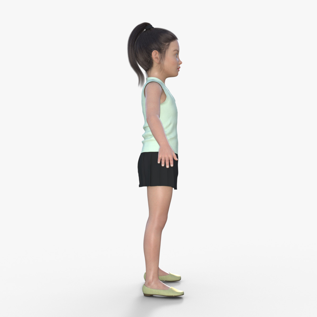 Realistic 3D Girl Child Character Rigged 3D model_7