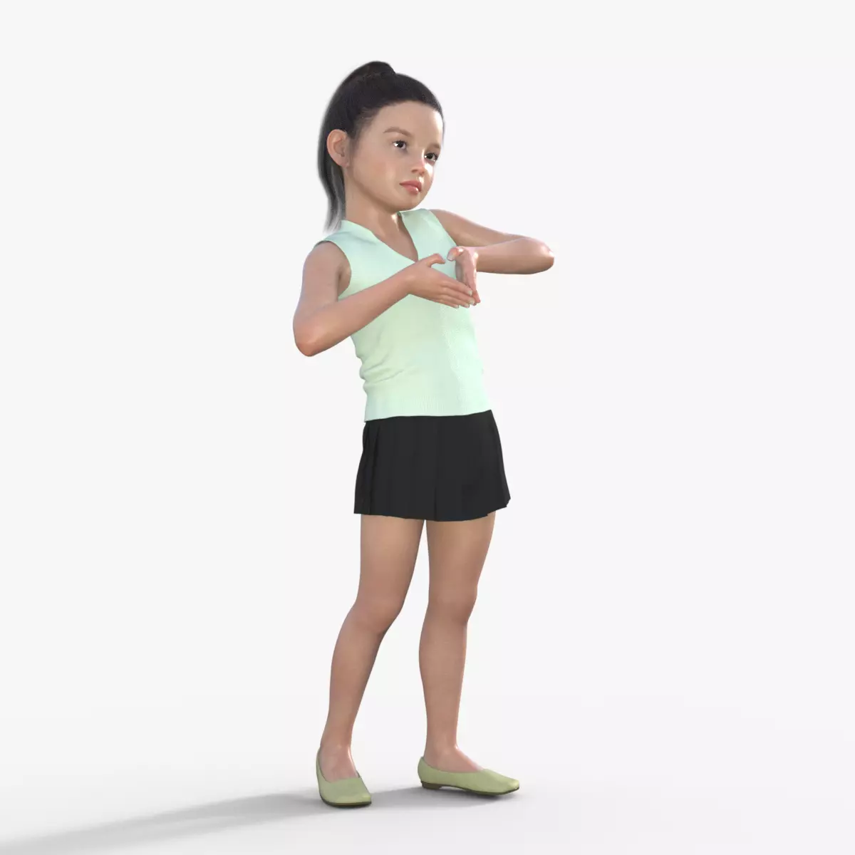 Realistic 3D Girl Child Character Rigged 3D model_0