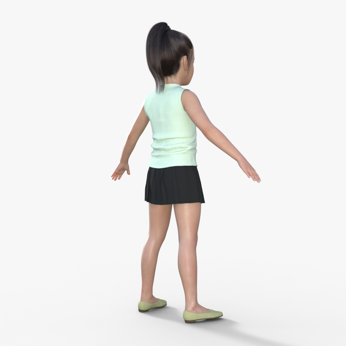 Realistic 3D Girl Child Character Rigged 3D model_6