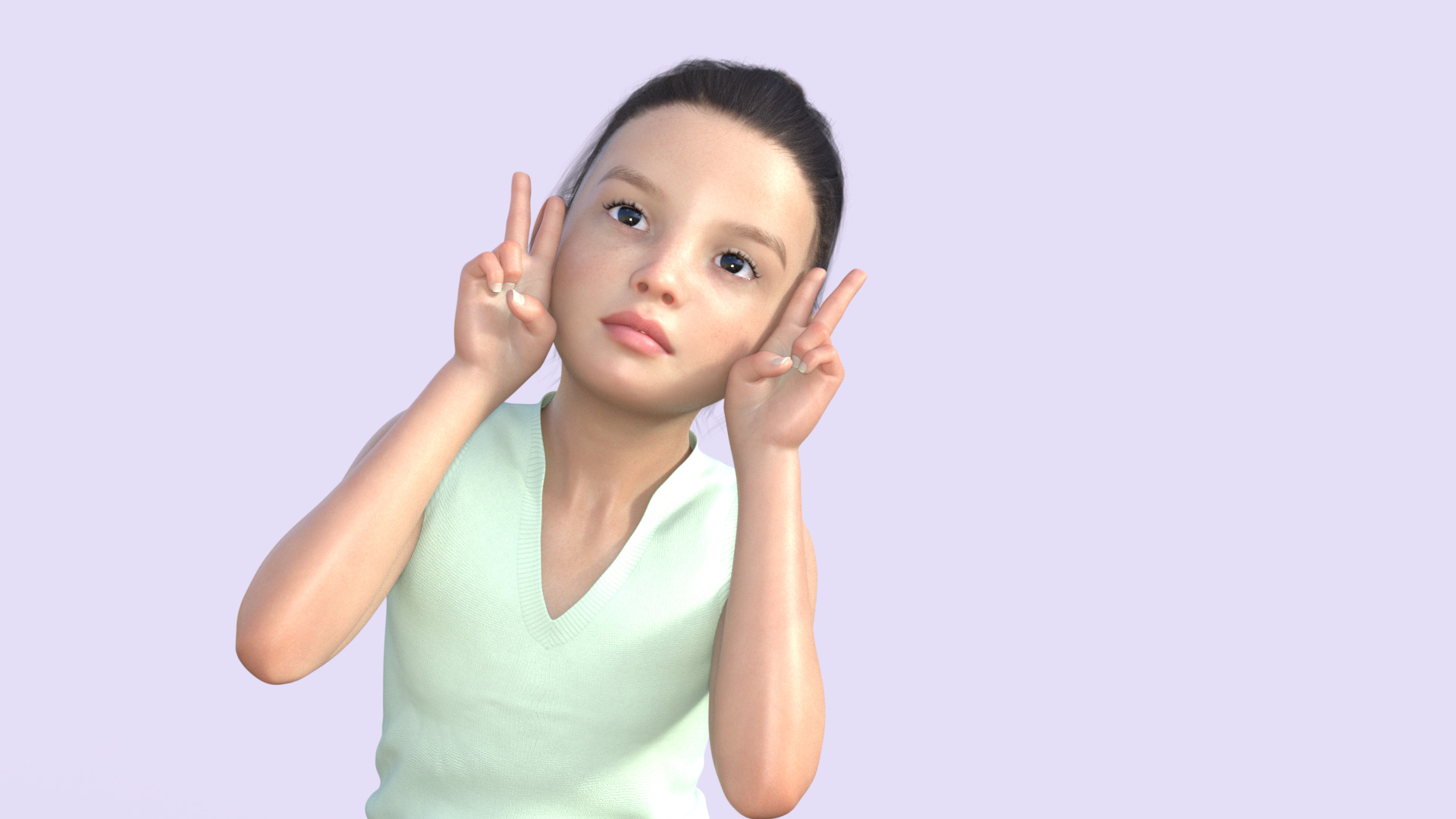 Realistic 3D Girl Child Character Rigged 3D model_18