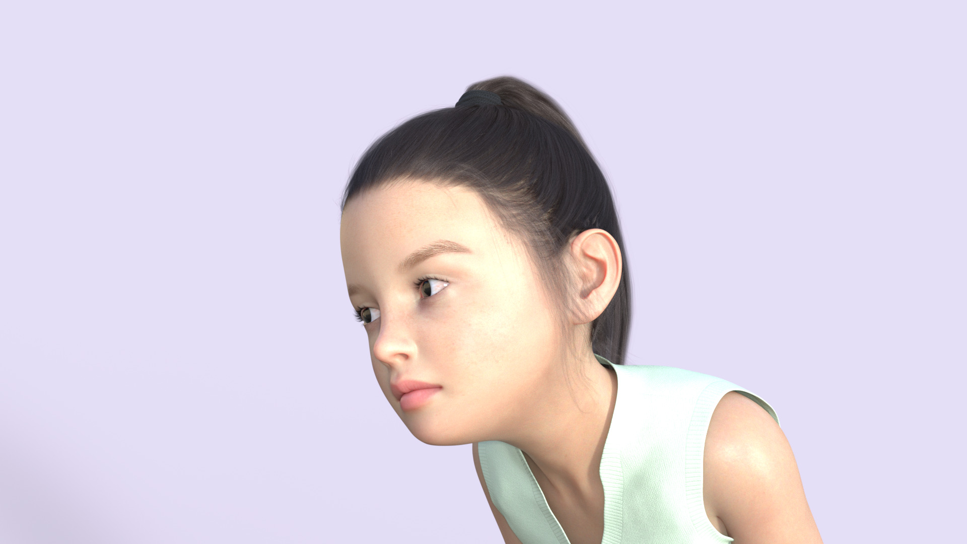 Realistic 3D Girl Child Character Rigged 3D model_22