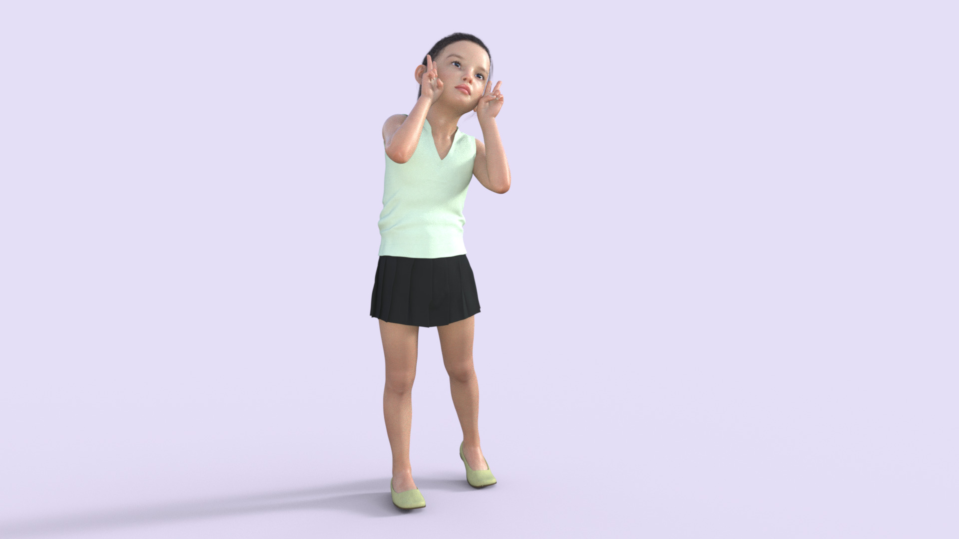 Realistic 3D Girl Child Character Rigged 3D model_17