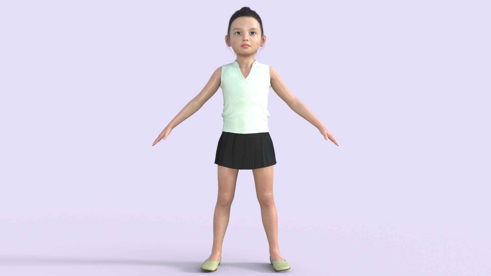 Realistic 3D Girl Child Character Rigged 3D model_33