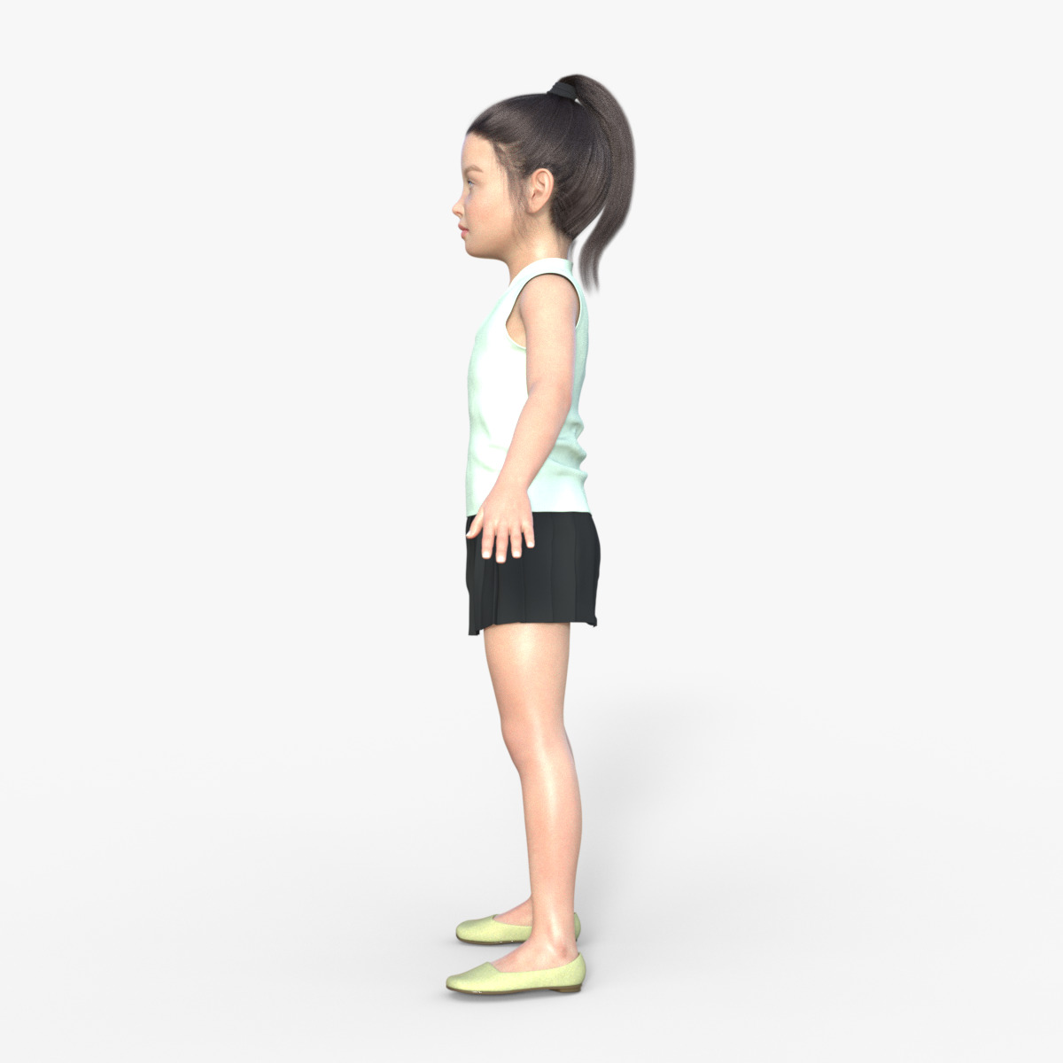 Realistic 3D Girl Child Character Rigged 3D model_3