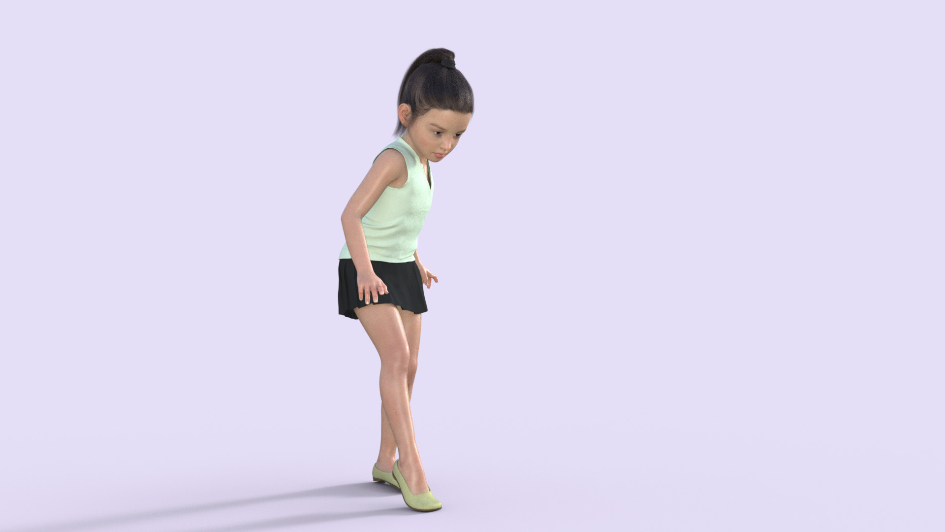 Realistic 3D Girl Child Character Rigged 3D model_20