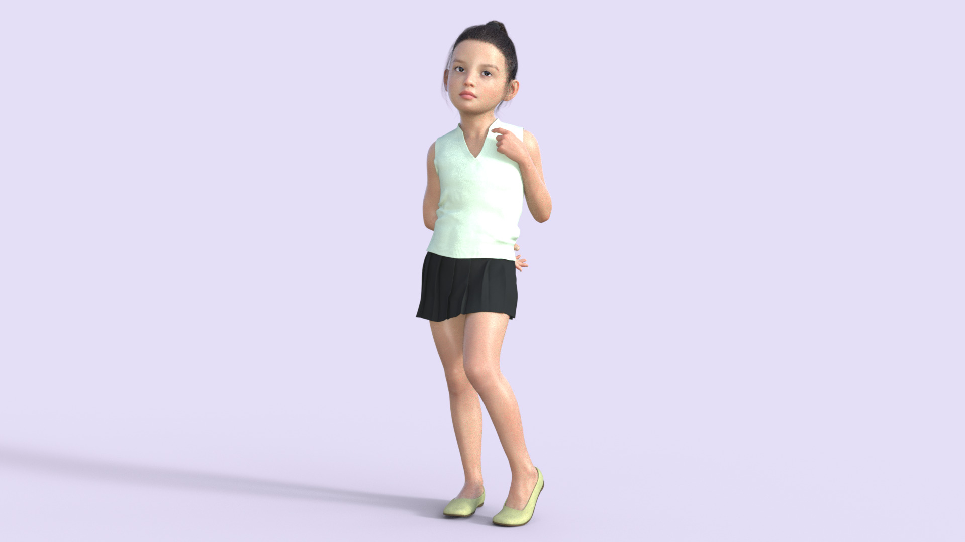 Realistic 3D Girl Child Character Rigged 3D model_16