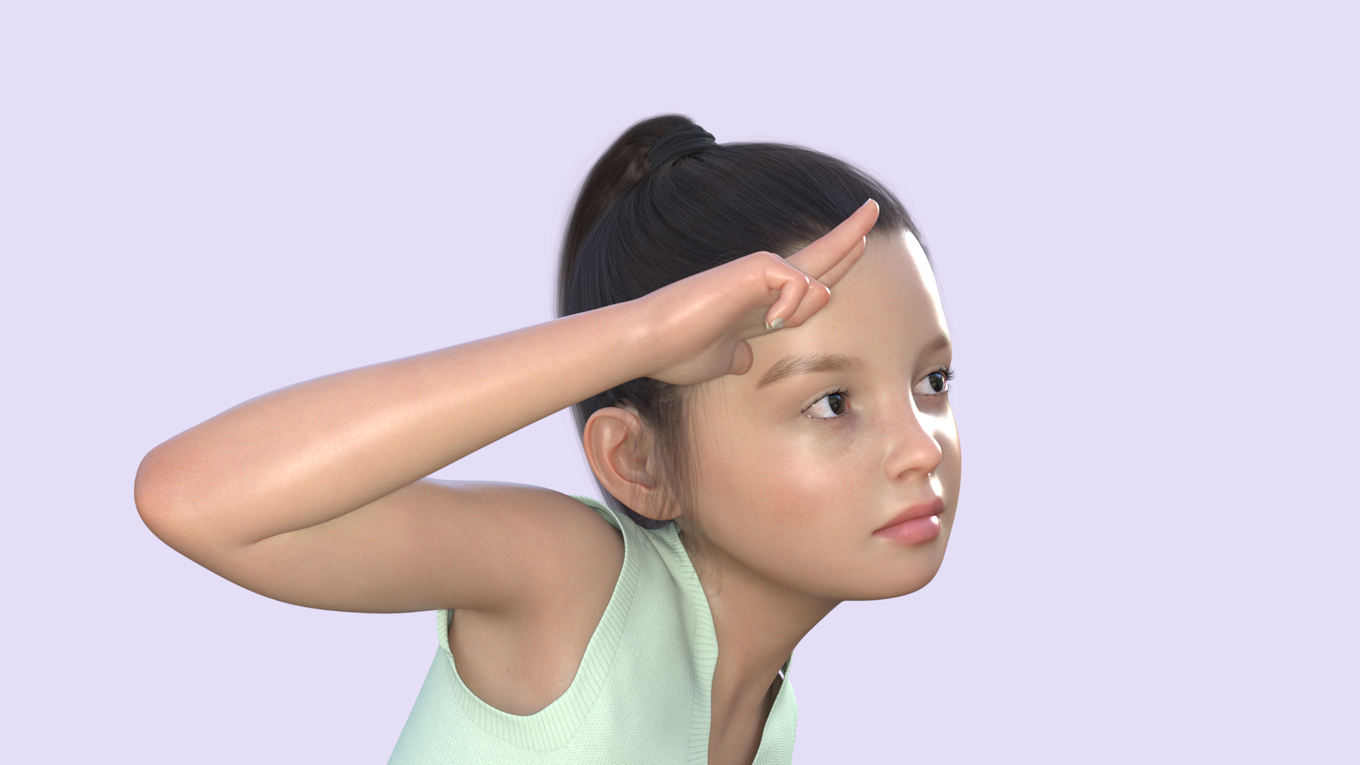 Realistic 3D Girl Child Character Rigged 3D model_21