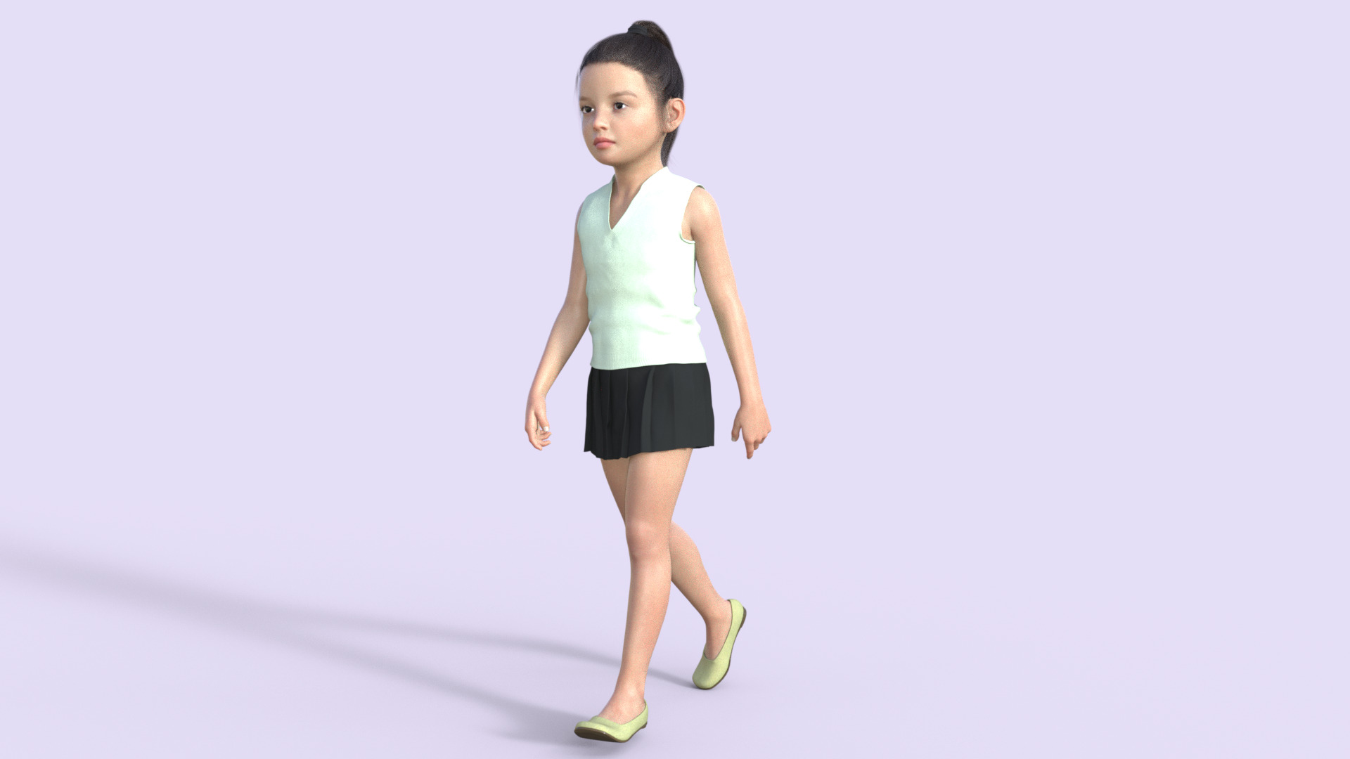 Realistic 3D Girl Child Character Rigged 3D model_19