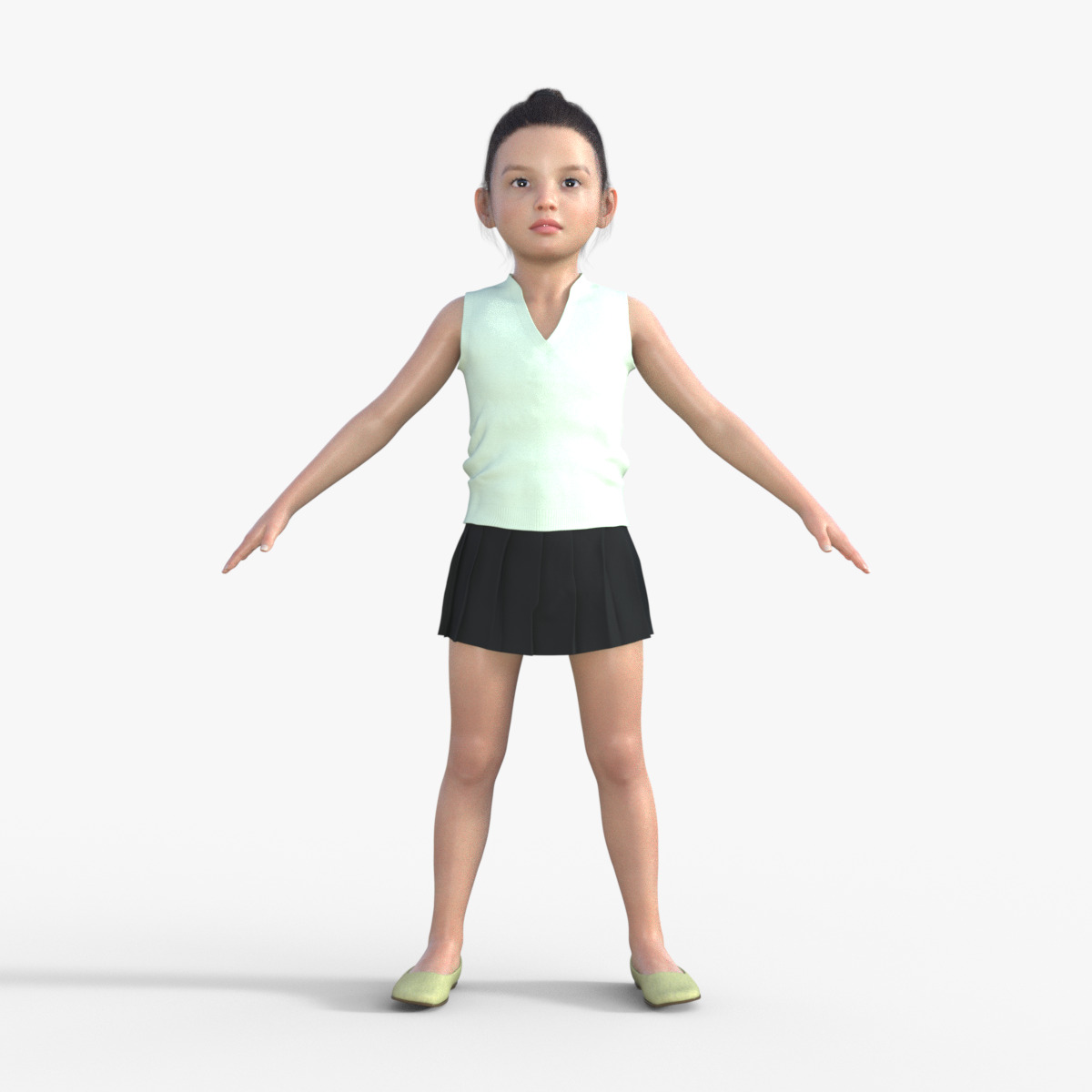 Realistic 3D Girl Child Character Rigged 3D model_1
