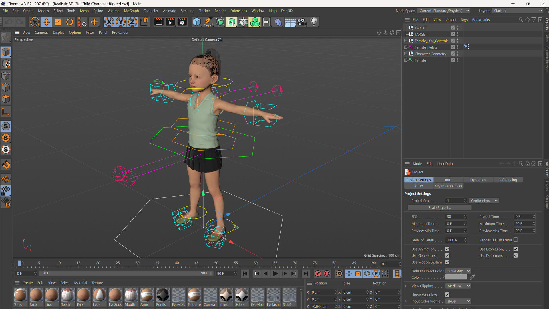 Realistic 3D Girl Child Character Rigged 3D model_37