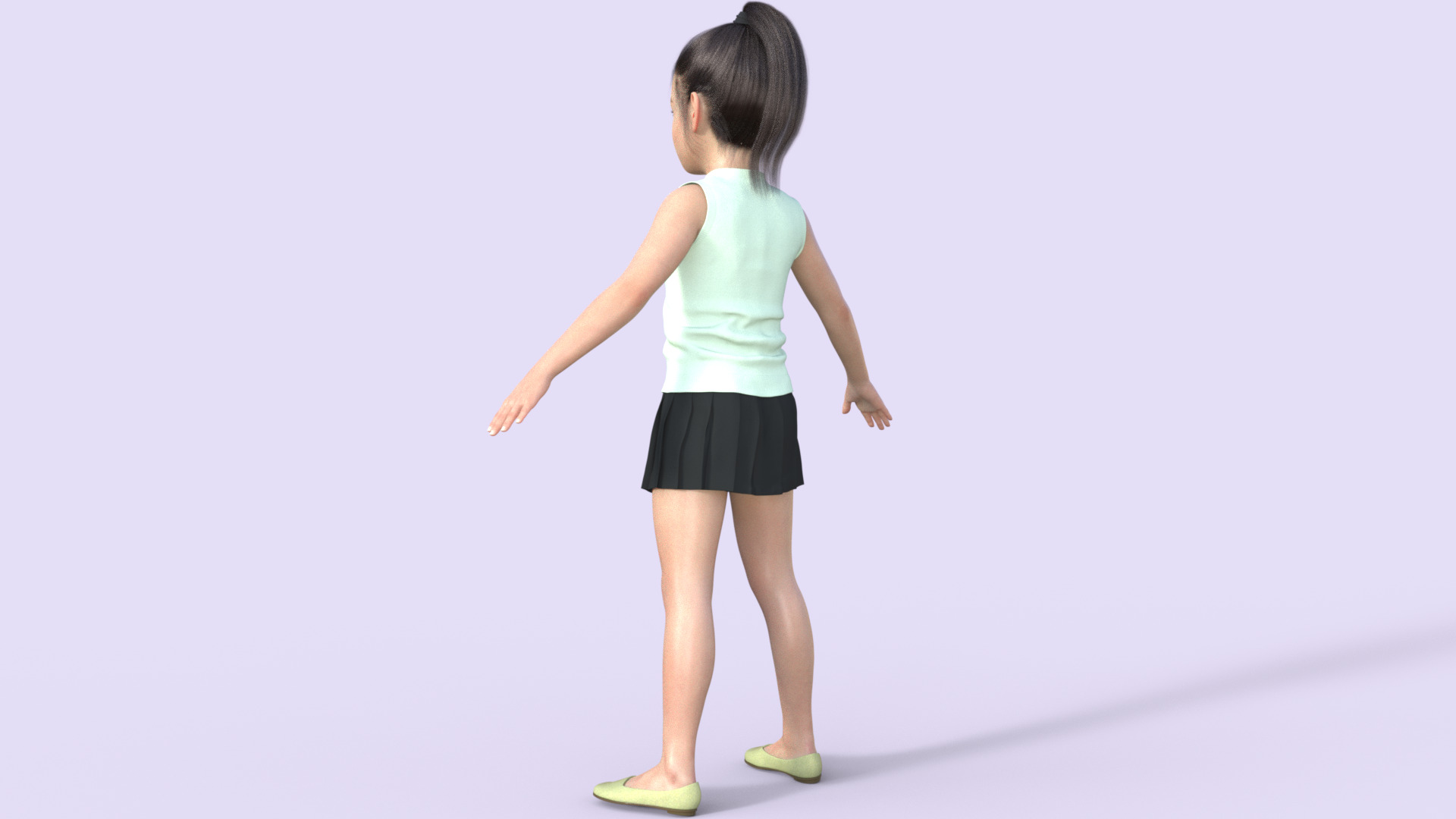 Realistic 3D Girl Child Character Rigged 3D model_35