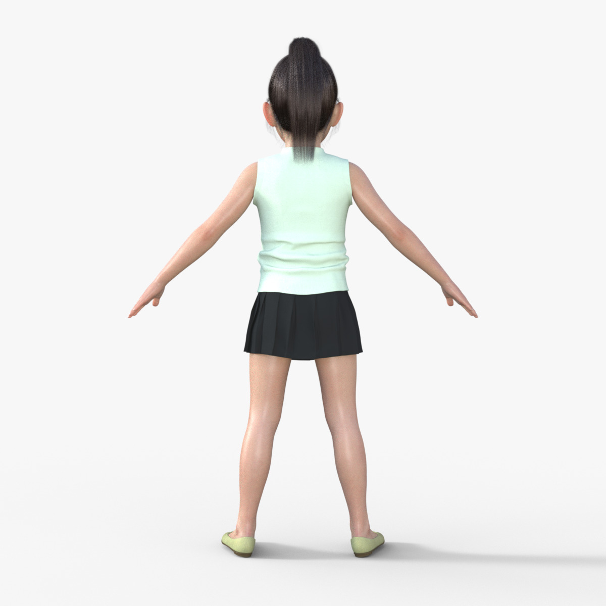 Realistic 3D Girl Child Character Rigged 3D model_5