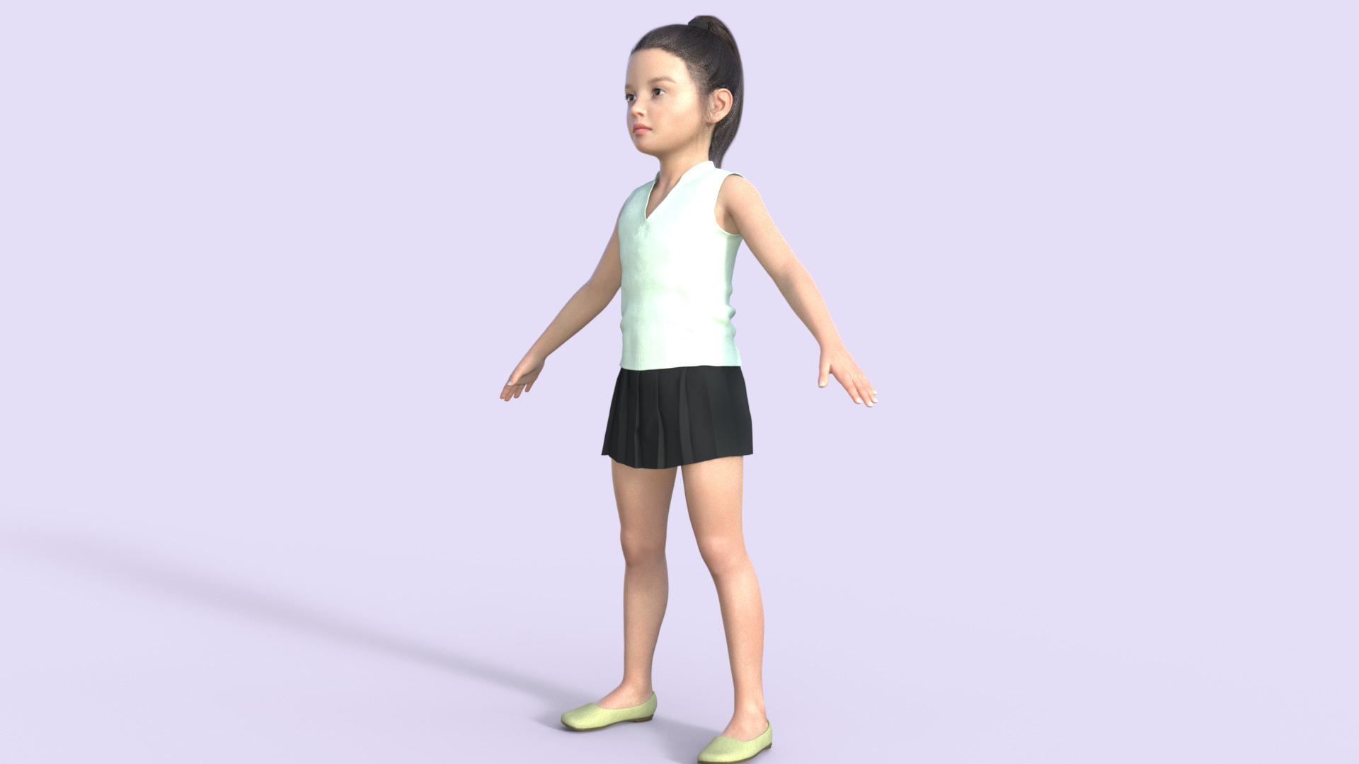 Realistic 3D Girl Child Character Rigged 3D model_27